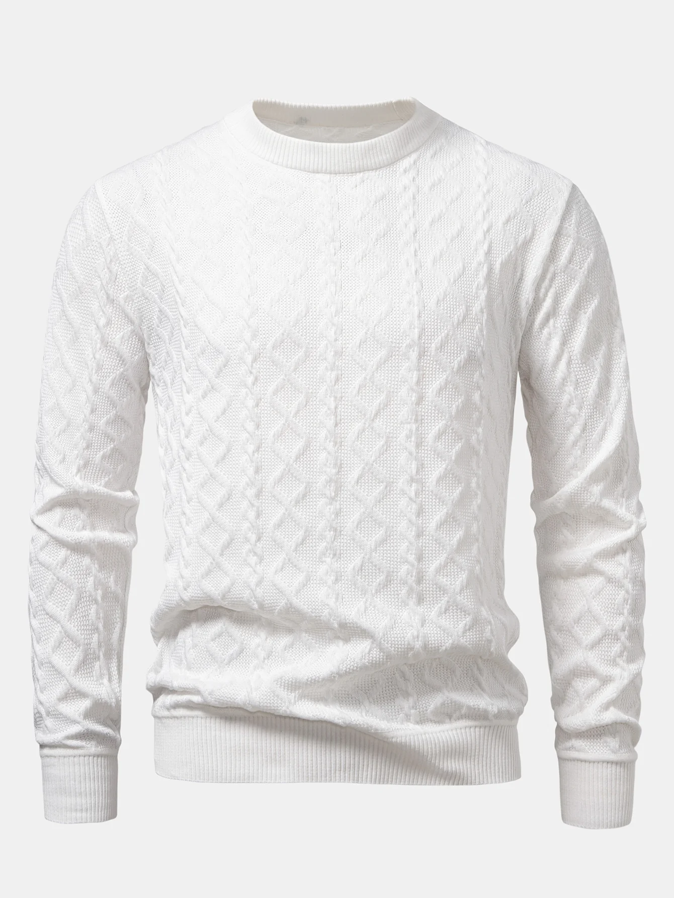 Geometrischer Jacquard Rundhals Pullover - Image 3