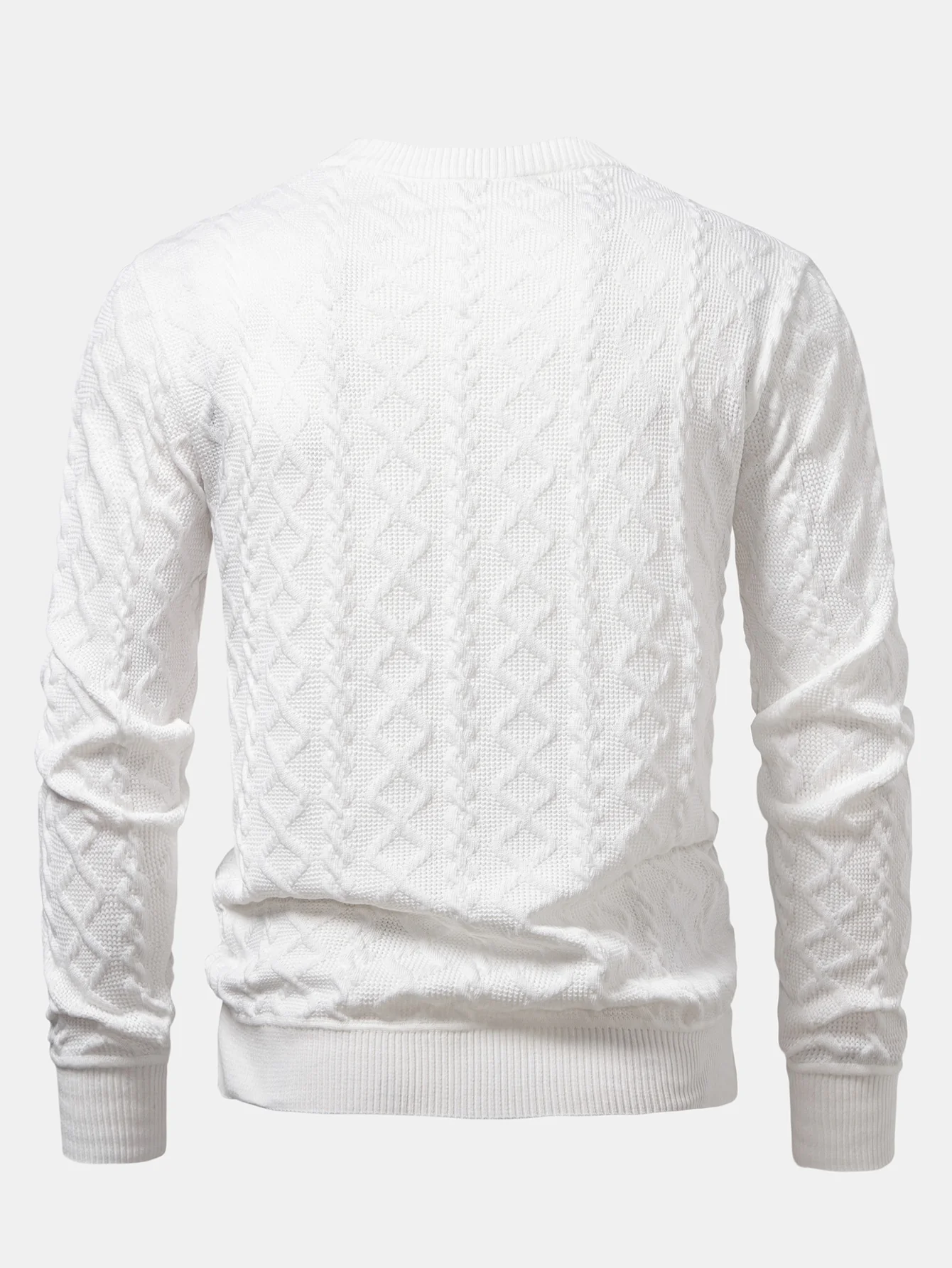 Geometrischer Jacquard Rundhals Pullover - Image 4