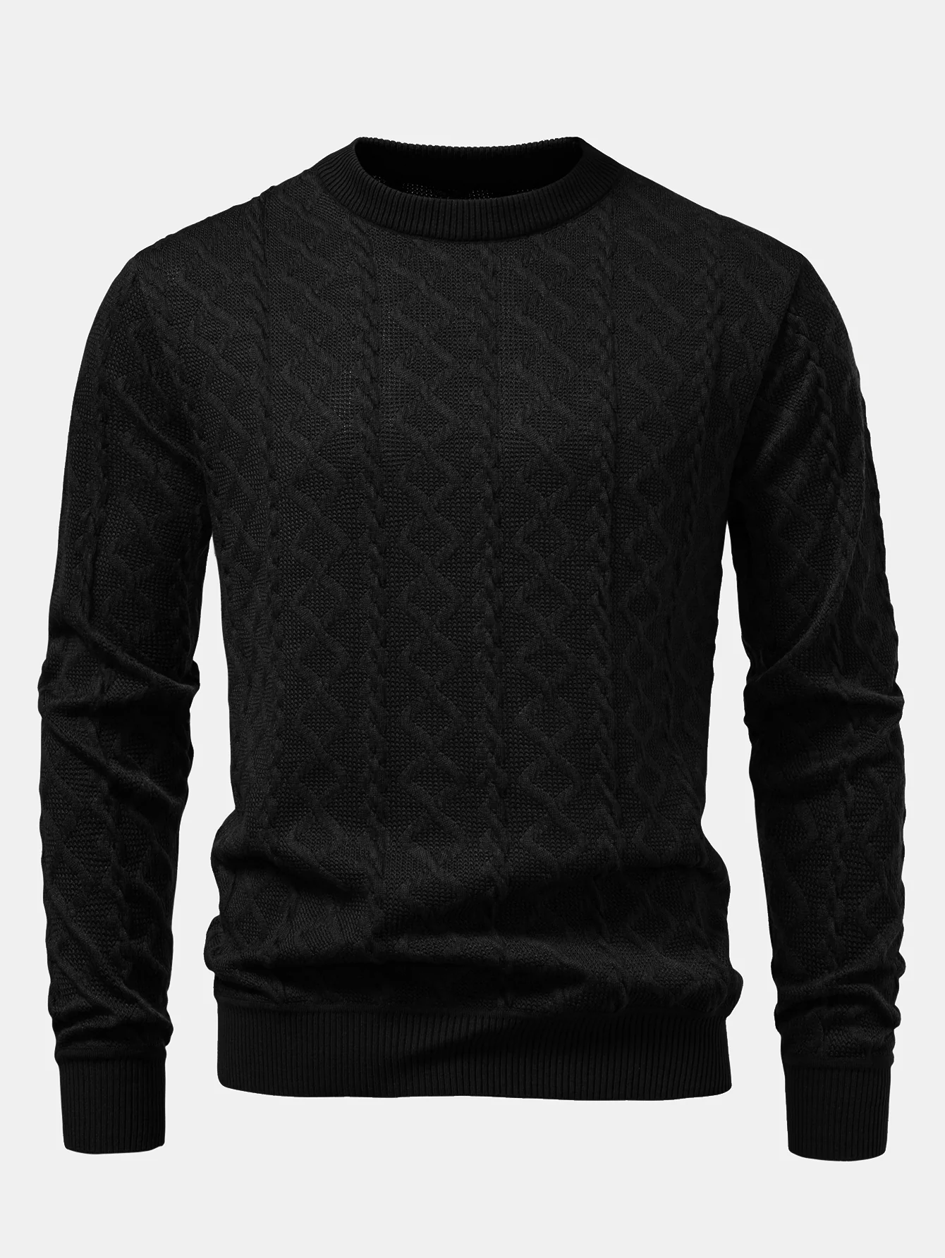 Geometrischer Jacquard Rundhals Pullover - Image 5