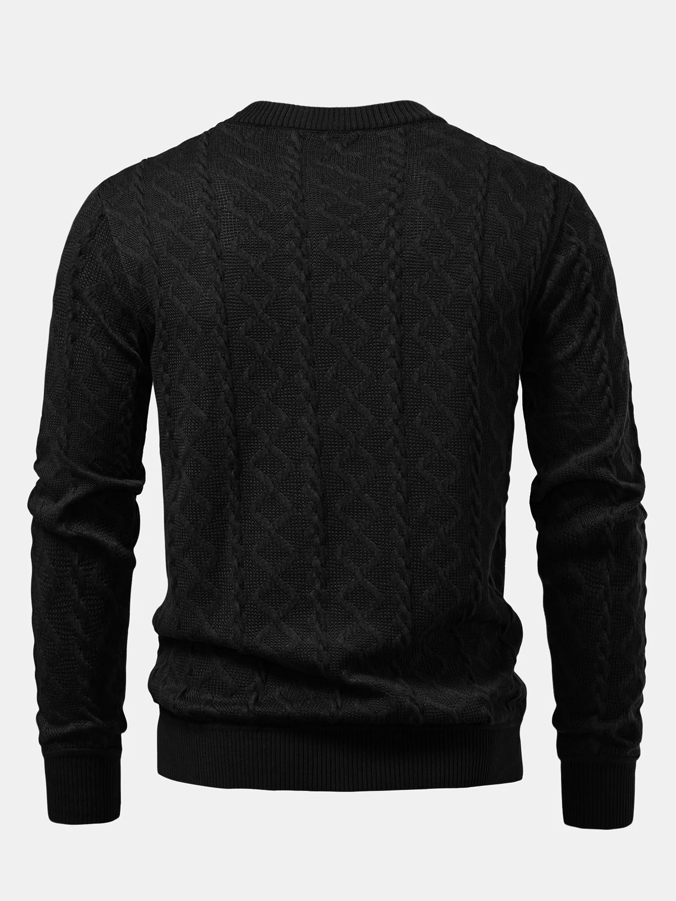 Geometrischer Jacquard Rundhals Pullover - Image 6