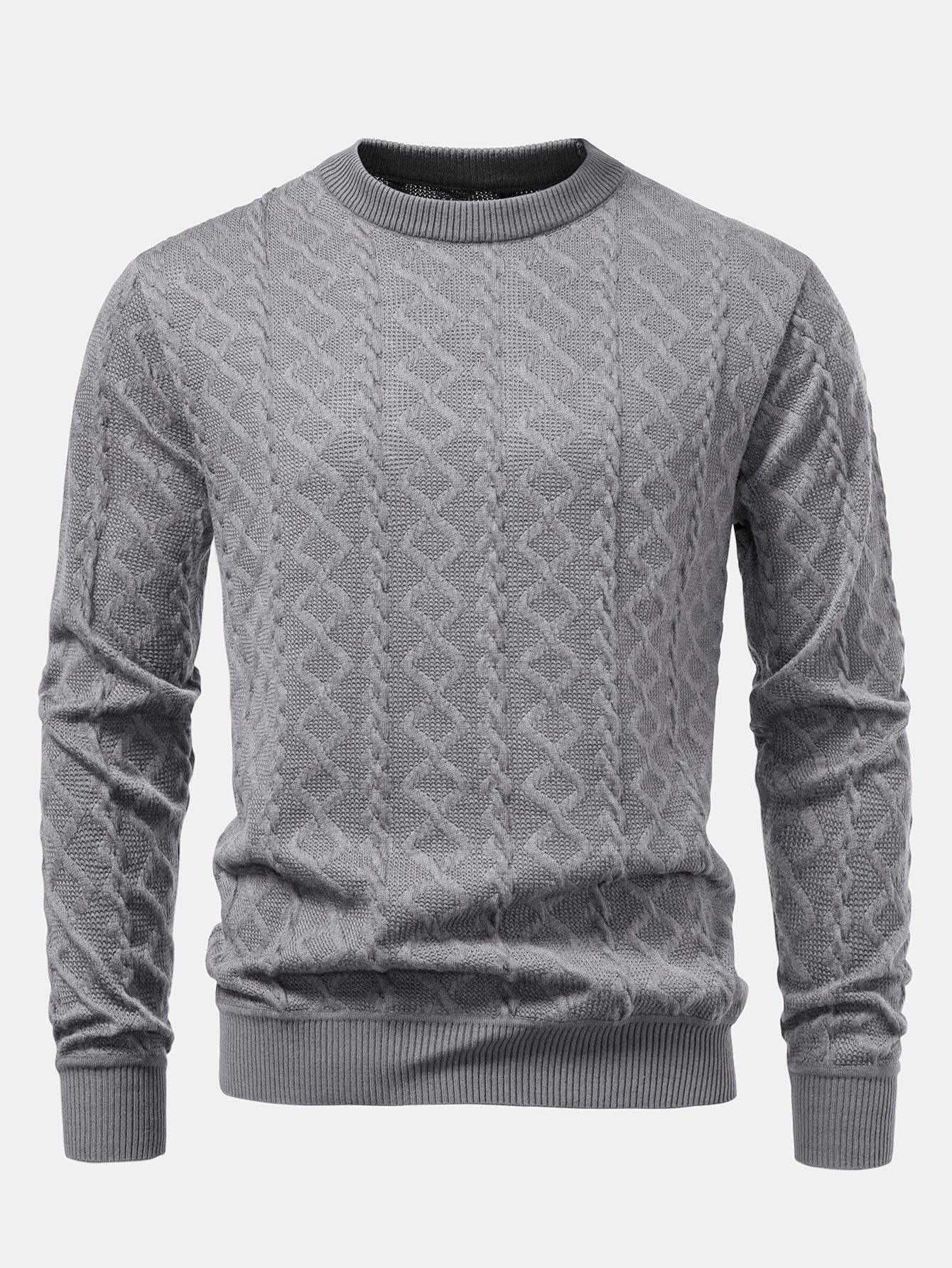Geometrischer Jacquard Rundhals Pullover - Image 7