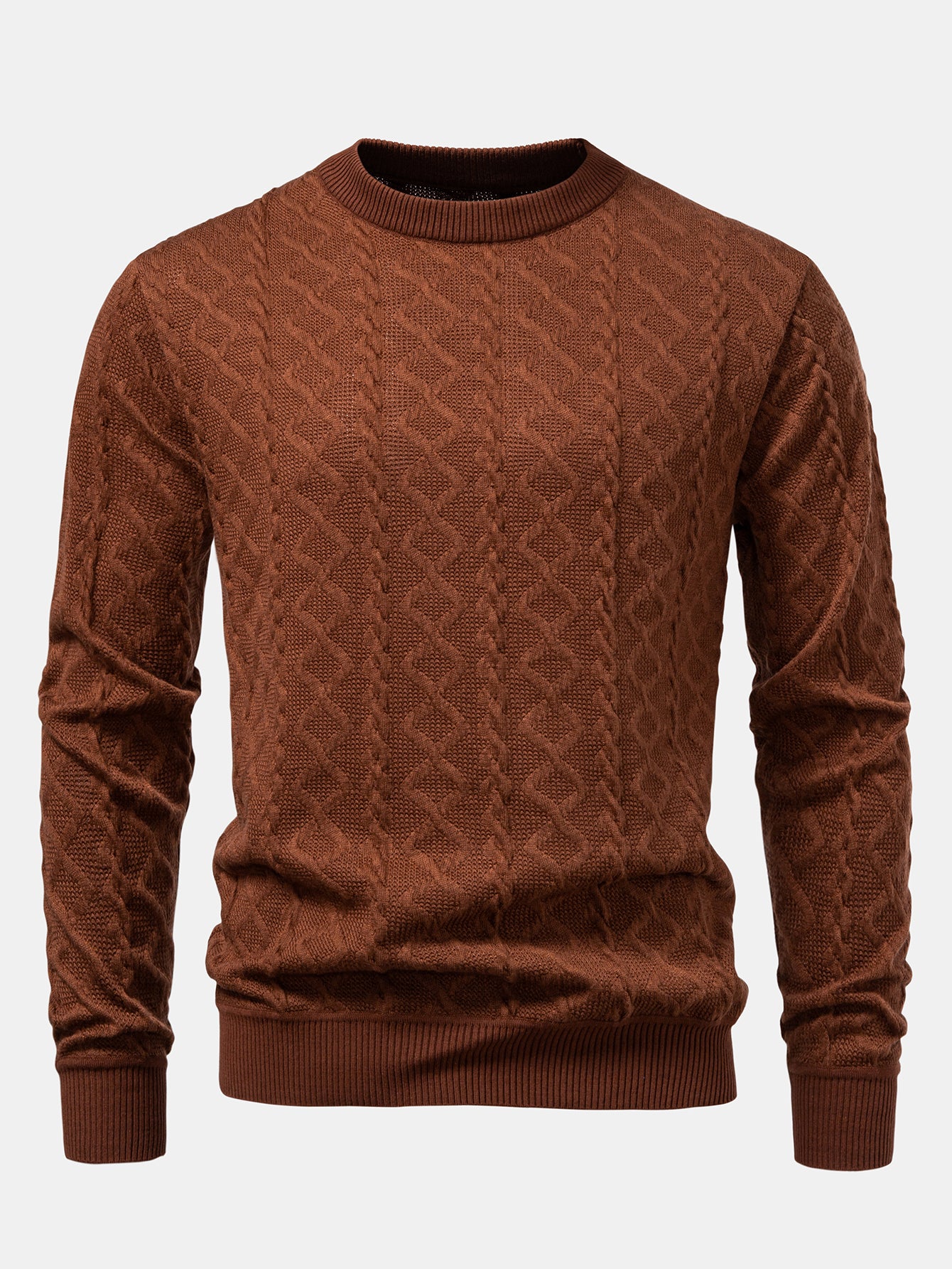 Geometrischer Jacquard Rundhals Pullover - Image 9