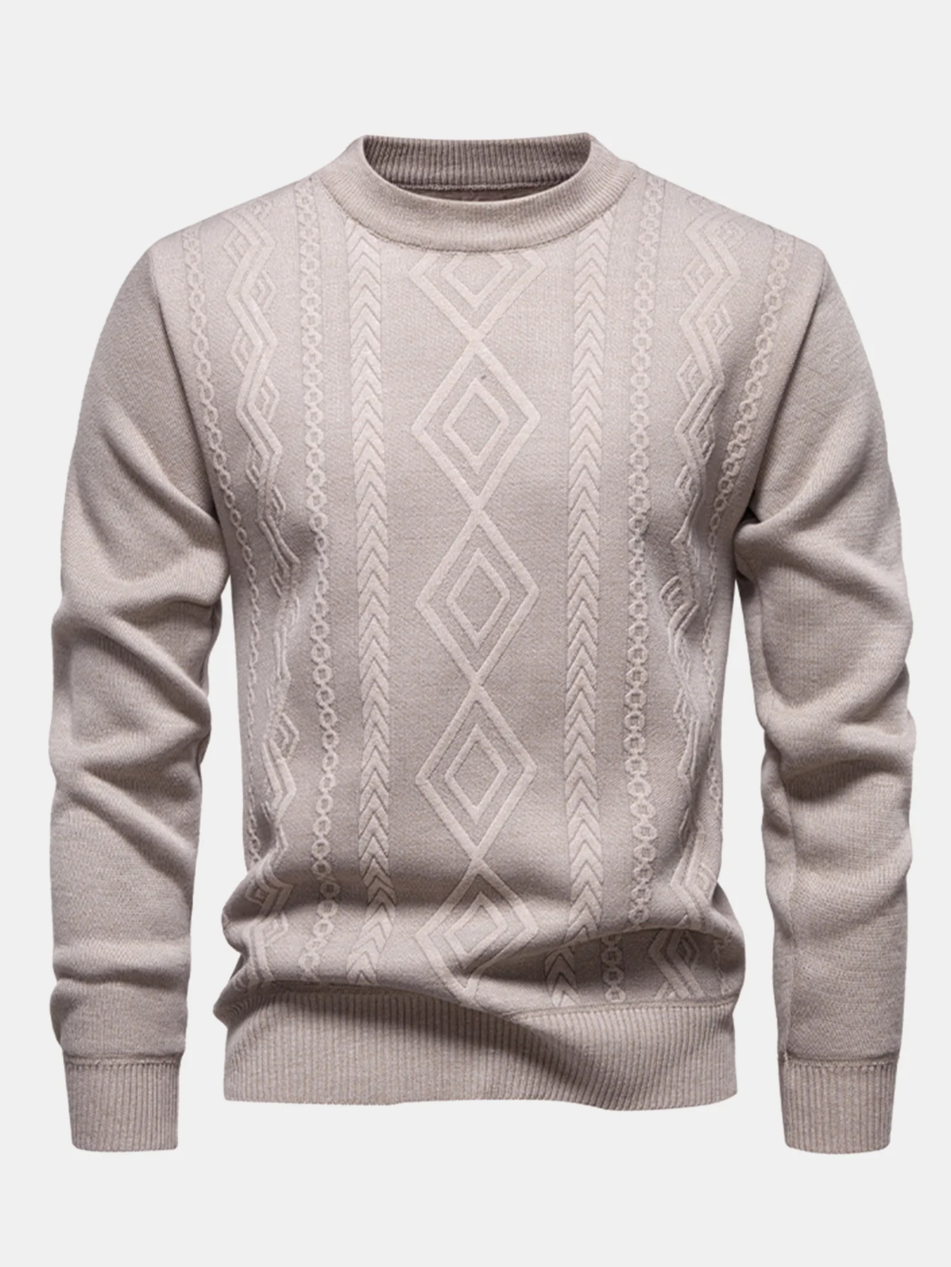 Geometrischer Jacquard Rundhalsausschnitt Pullover