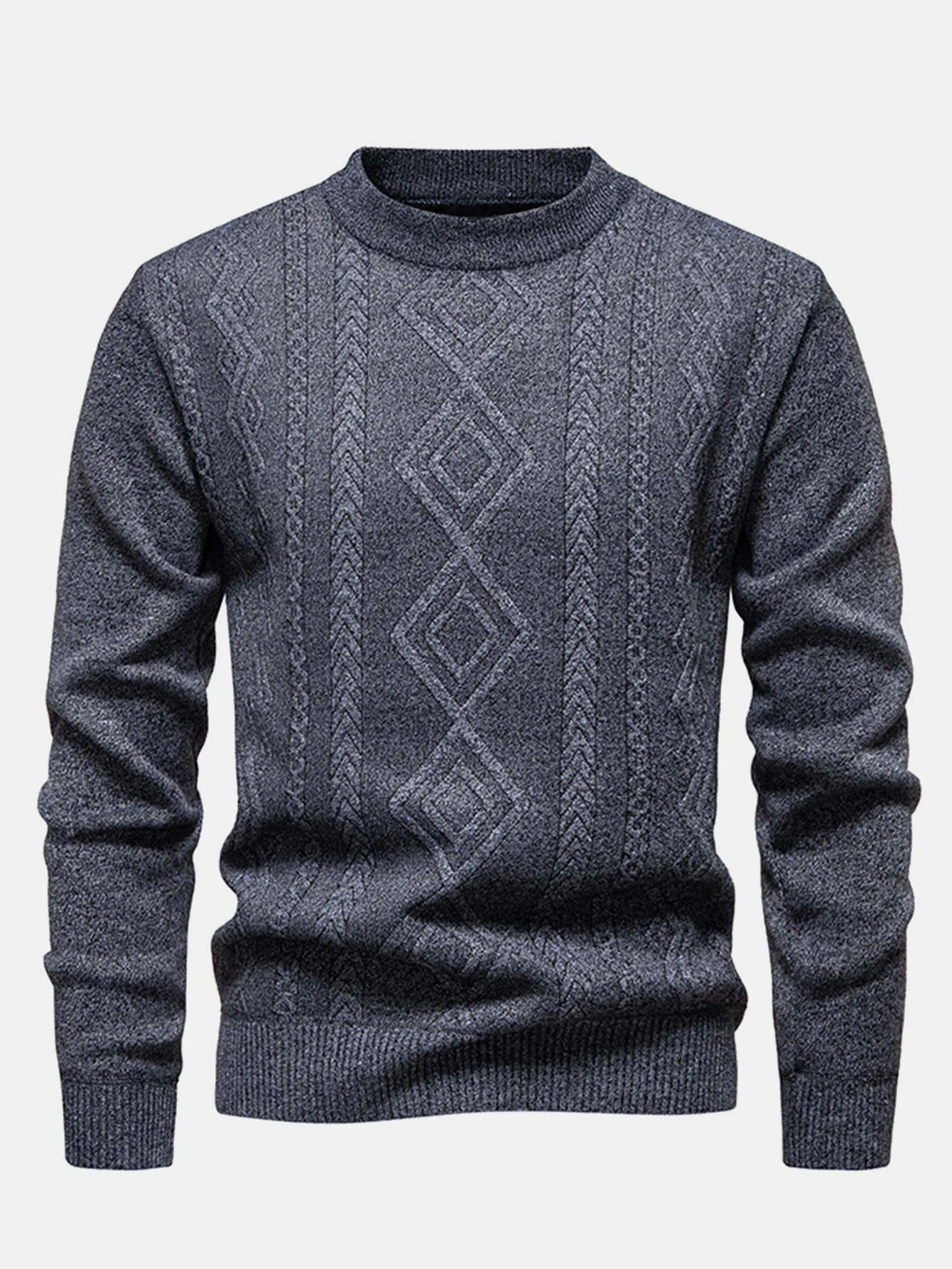 Geometrischer Jacquard Rundhalsausschnitt Pullover - Image 3