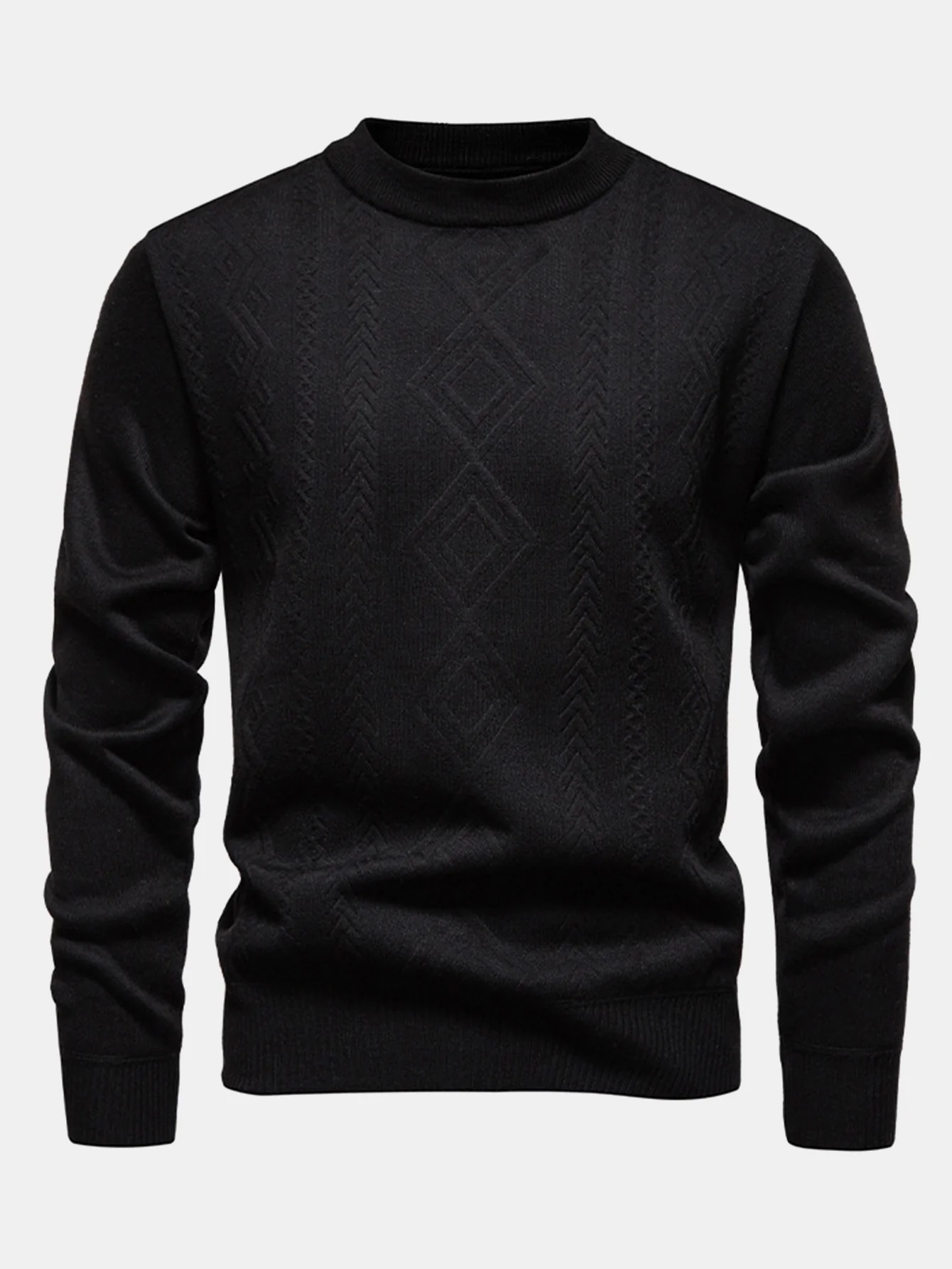 Geometrischer Jacquard Rundhalsausschnitt Pullover - Image 5