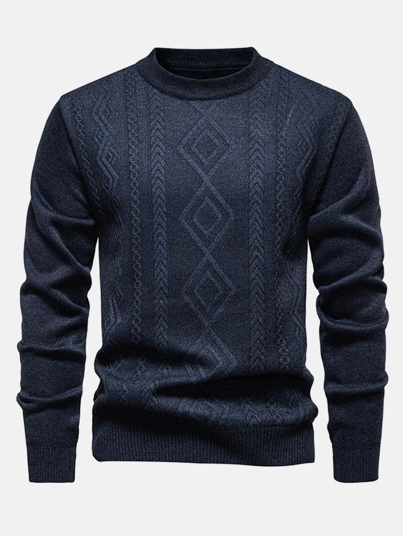 Geometrischer Jacquard Rundhalsausschnitt Pullover - Image 7