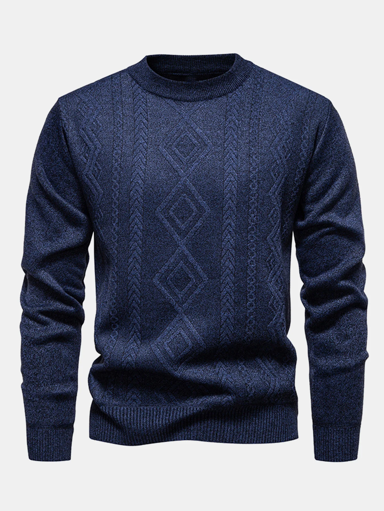 Geometrischer Jacquard Rundhalsausschnitt Pullover - Image 9