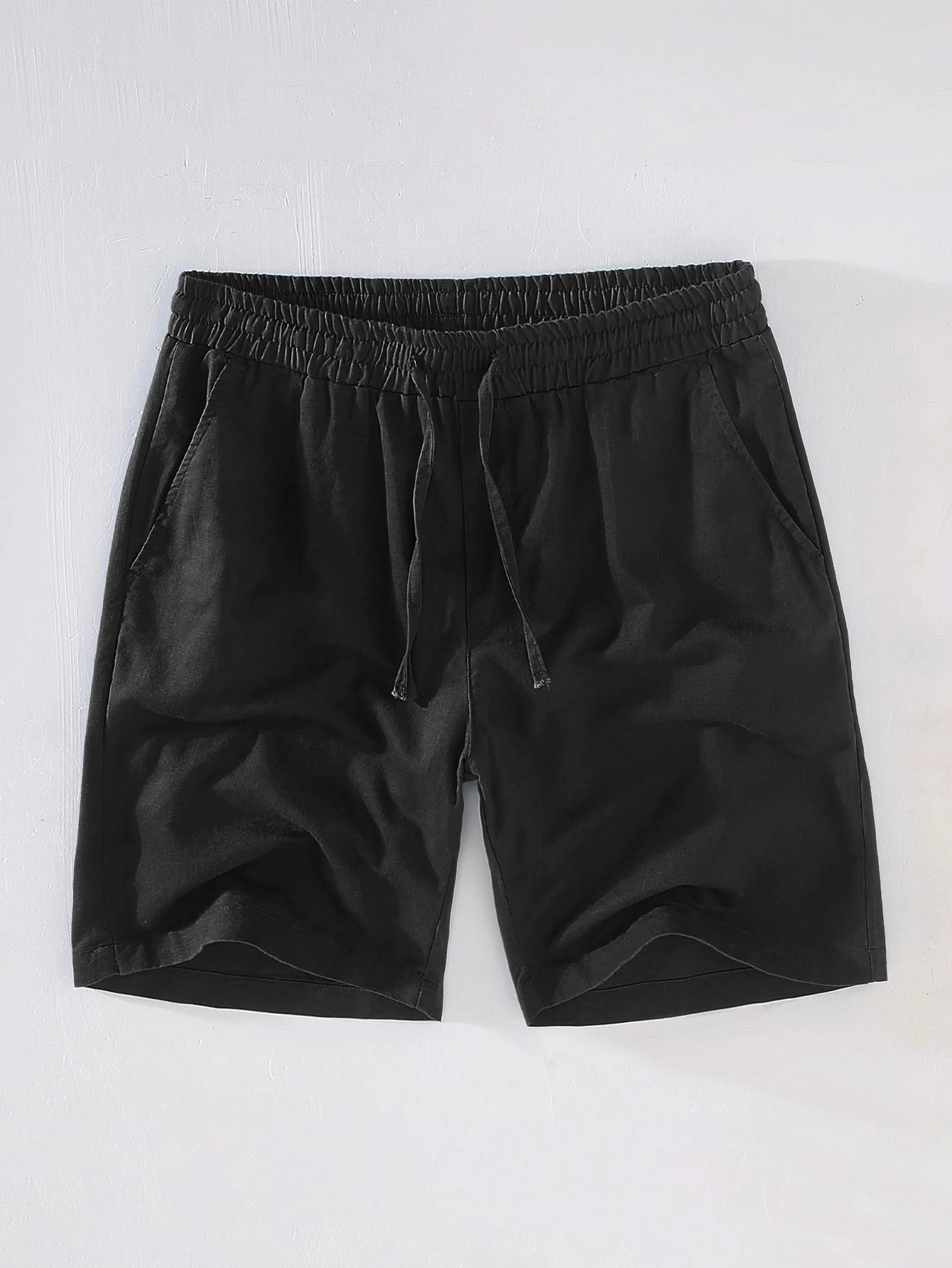 Baumwollmischung gestreifte Button-Up-Hemd & Leinen Shorts mit Kordelzug - Image 9