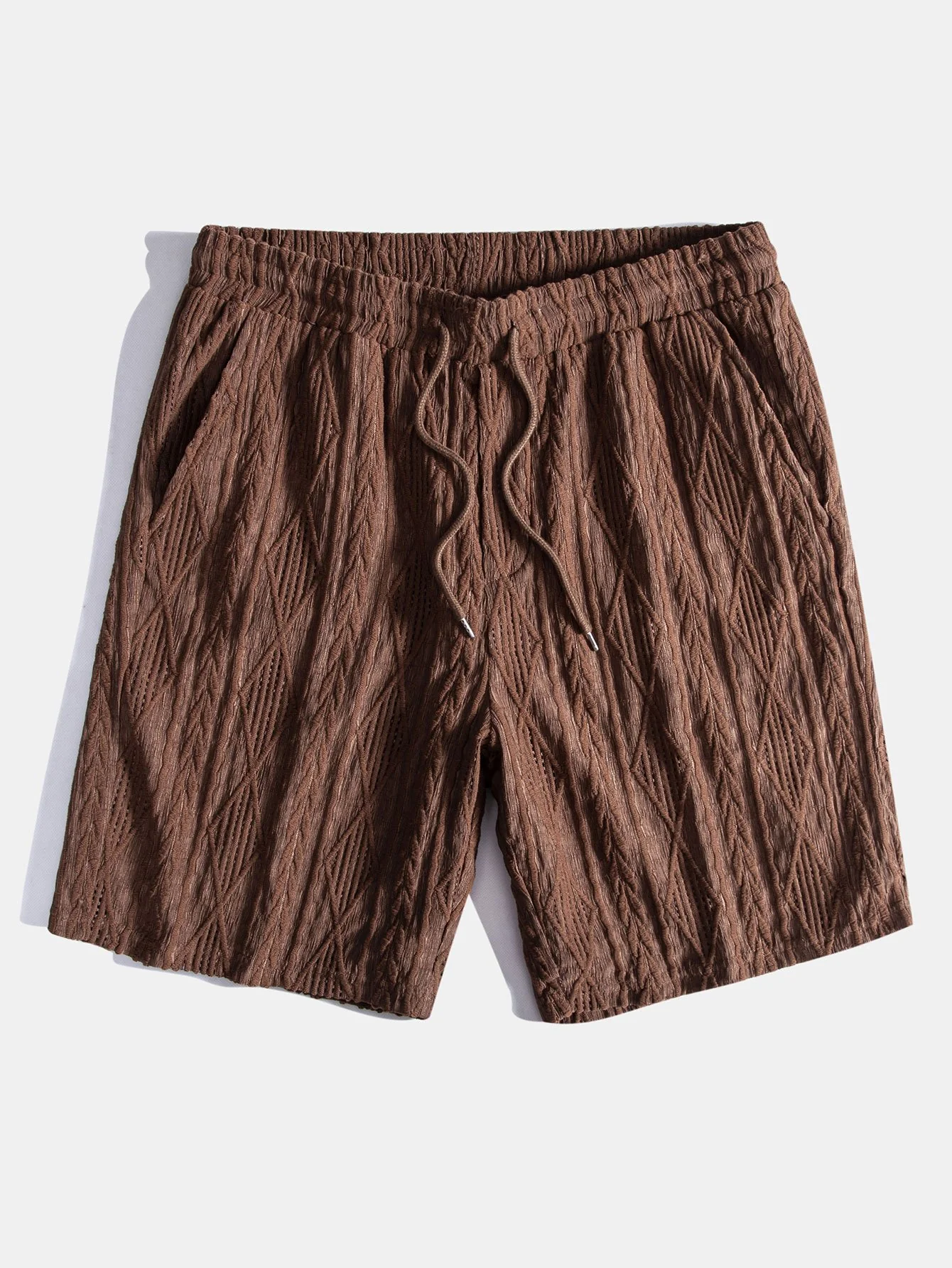 Geometrisches Jacquard-Cuban-Shirt & Texturierte Shorts mit Futter - Image 11