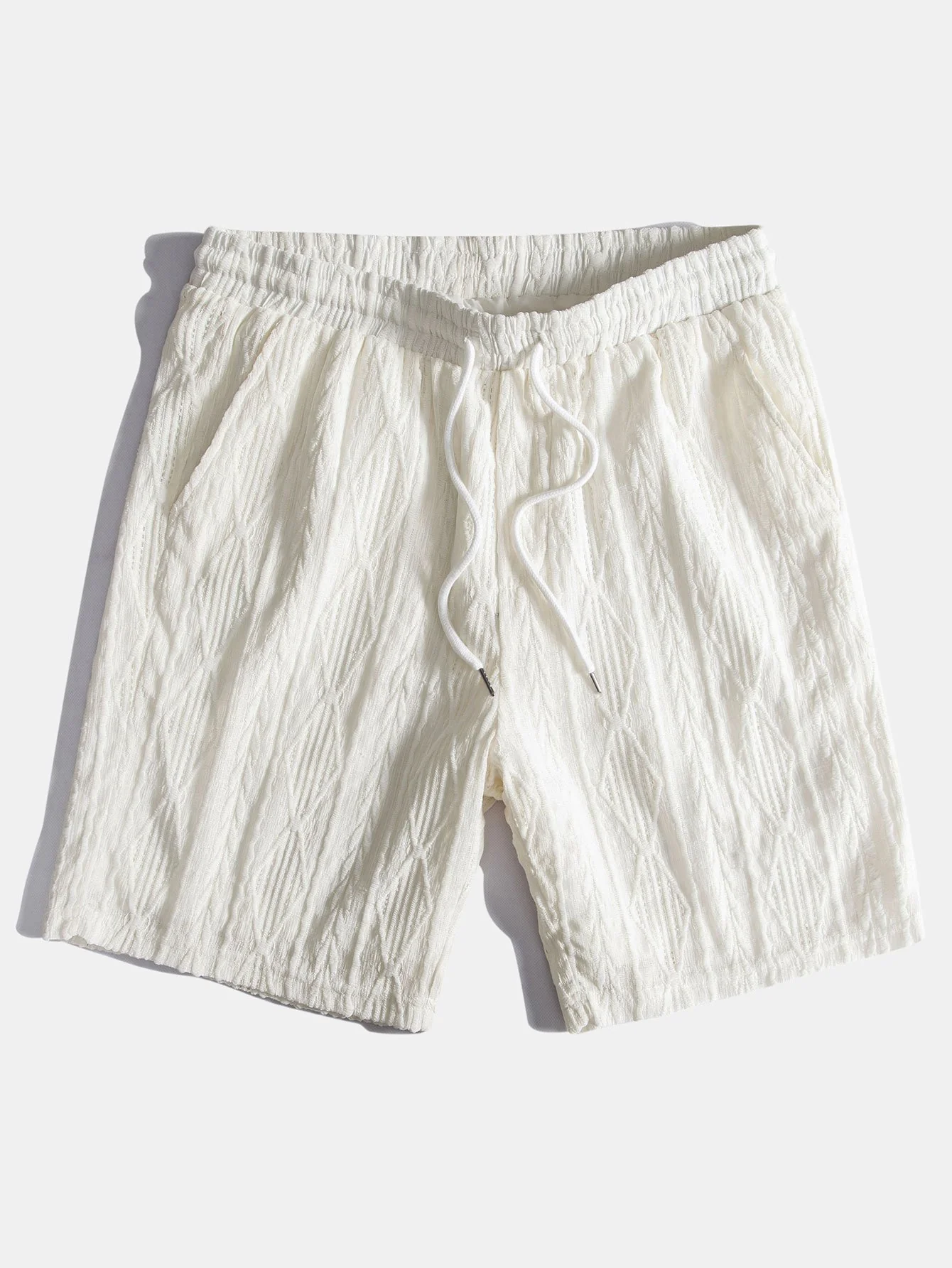 Geometrisches Jacquard-Cuban-Shirt & Texturierte Shorts mit Futter - Image 6
