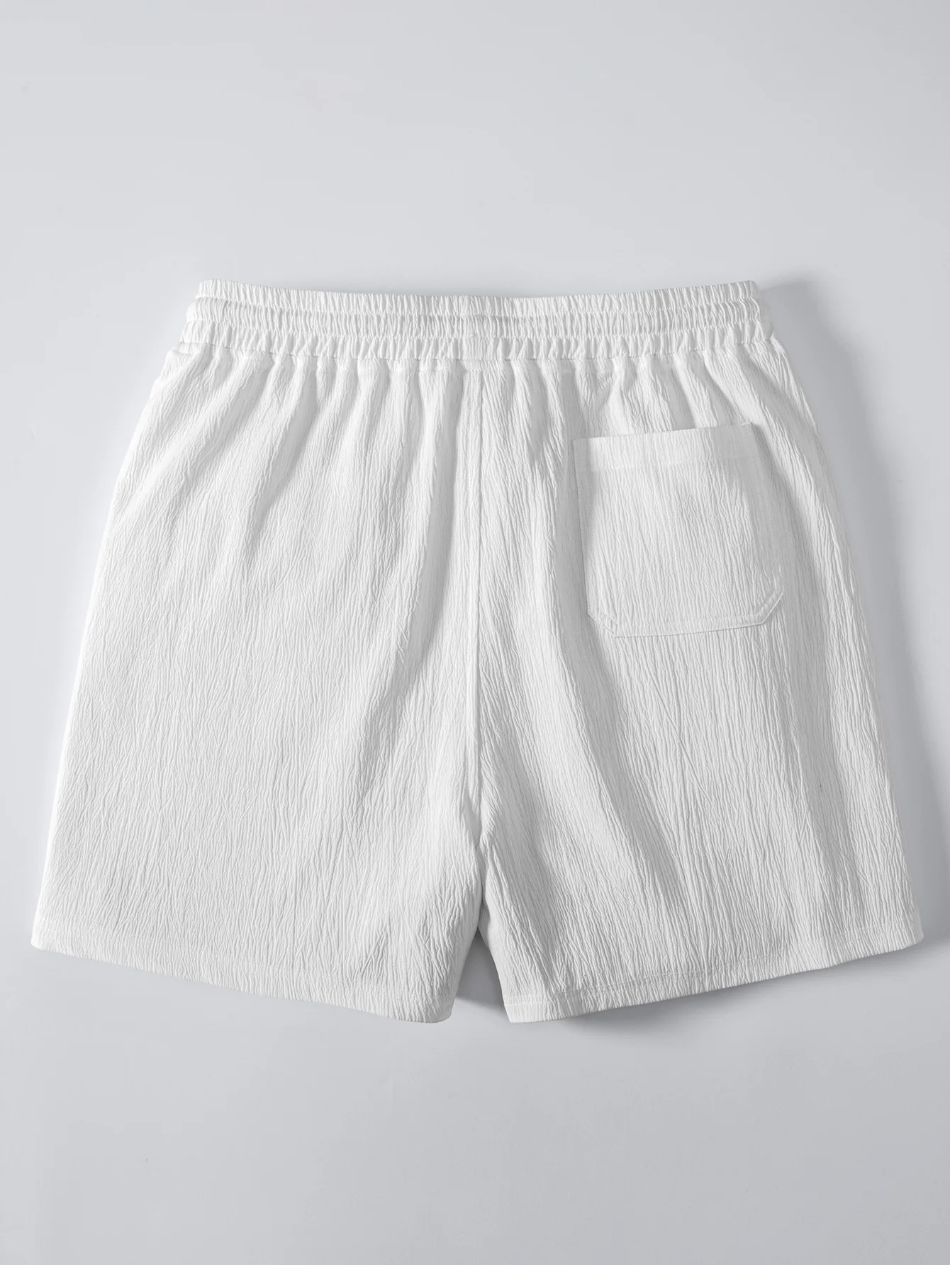 Stripe Linen Look Button Up Shirt & Crinkle Textured Drawstring 5" Shorts - Image 8