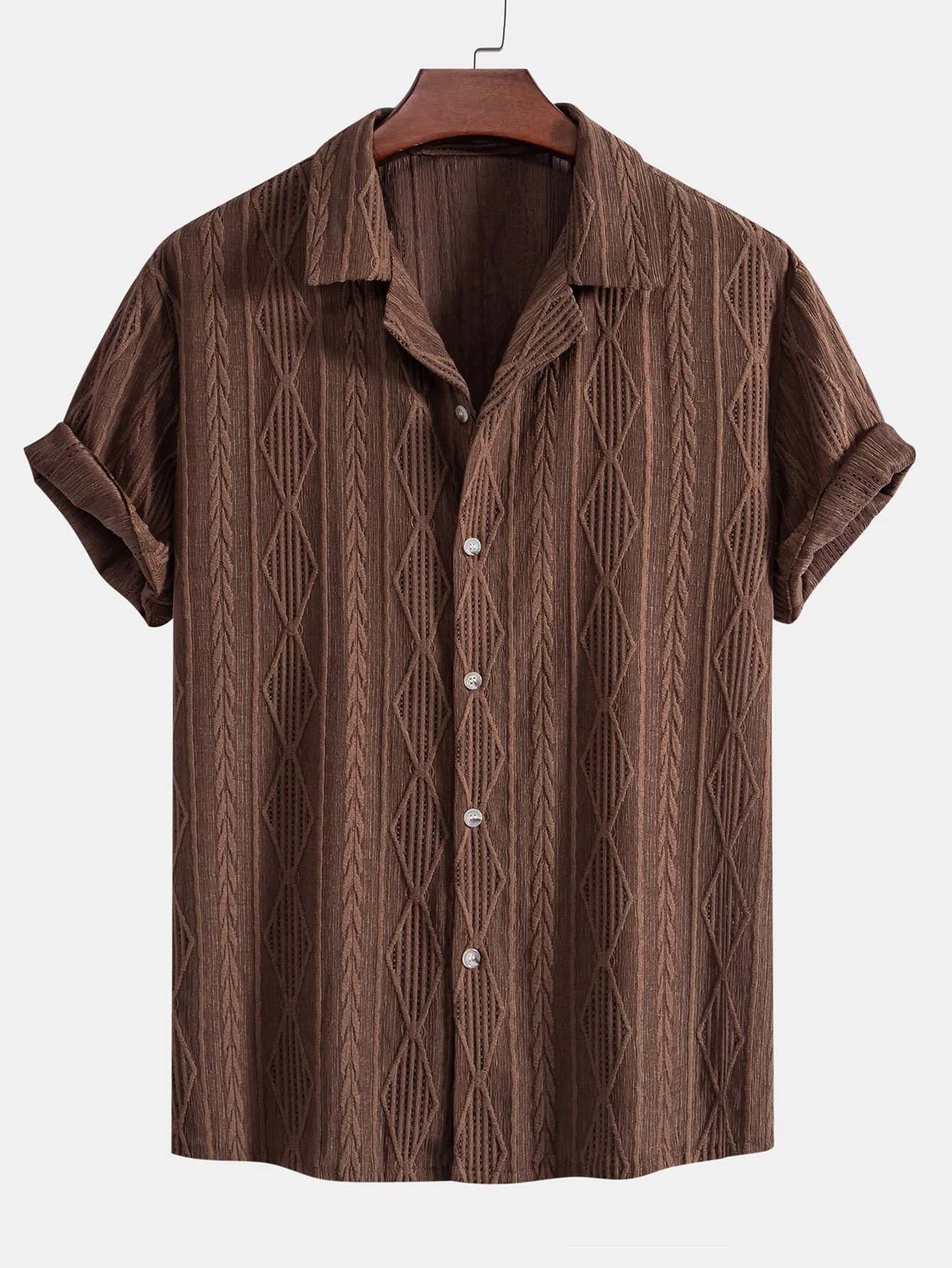Geometrisches Jacquard-Cuban-Shirt