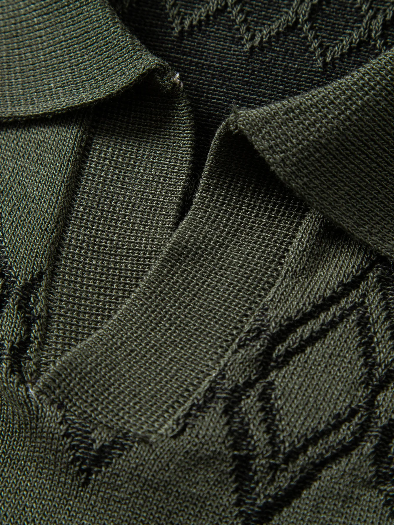 Geometric Jacquard Johnny Collar Polo - Image 10