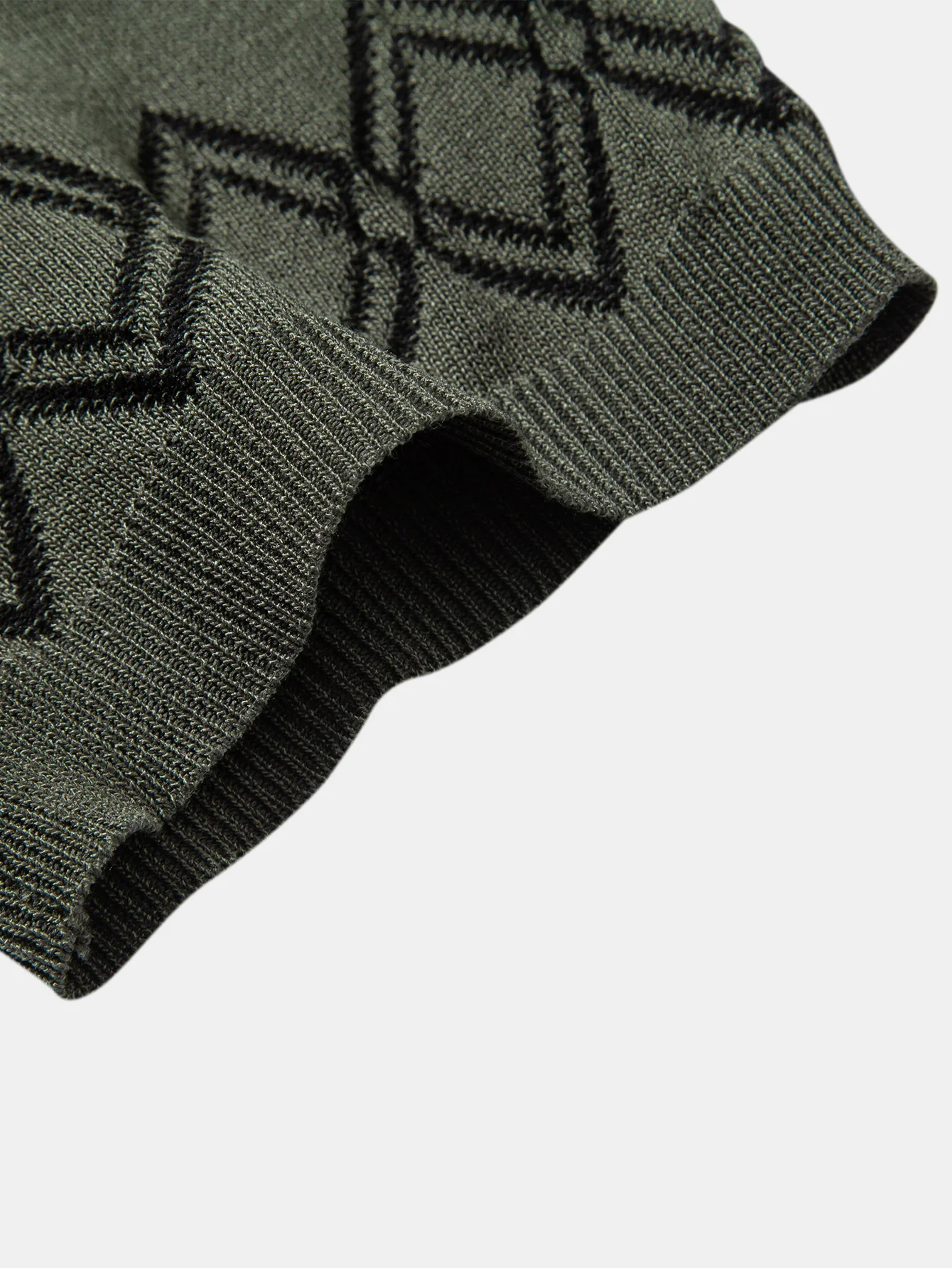 Geometric Jacquard Johnny Collar Polo - Image 11