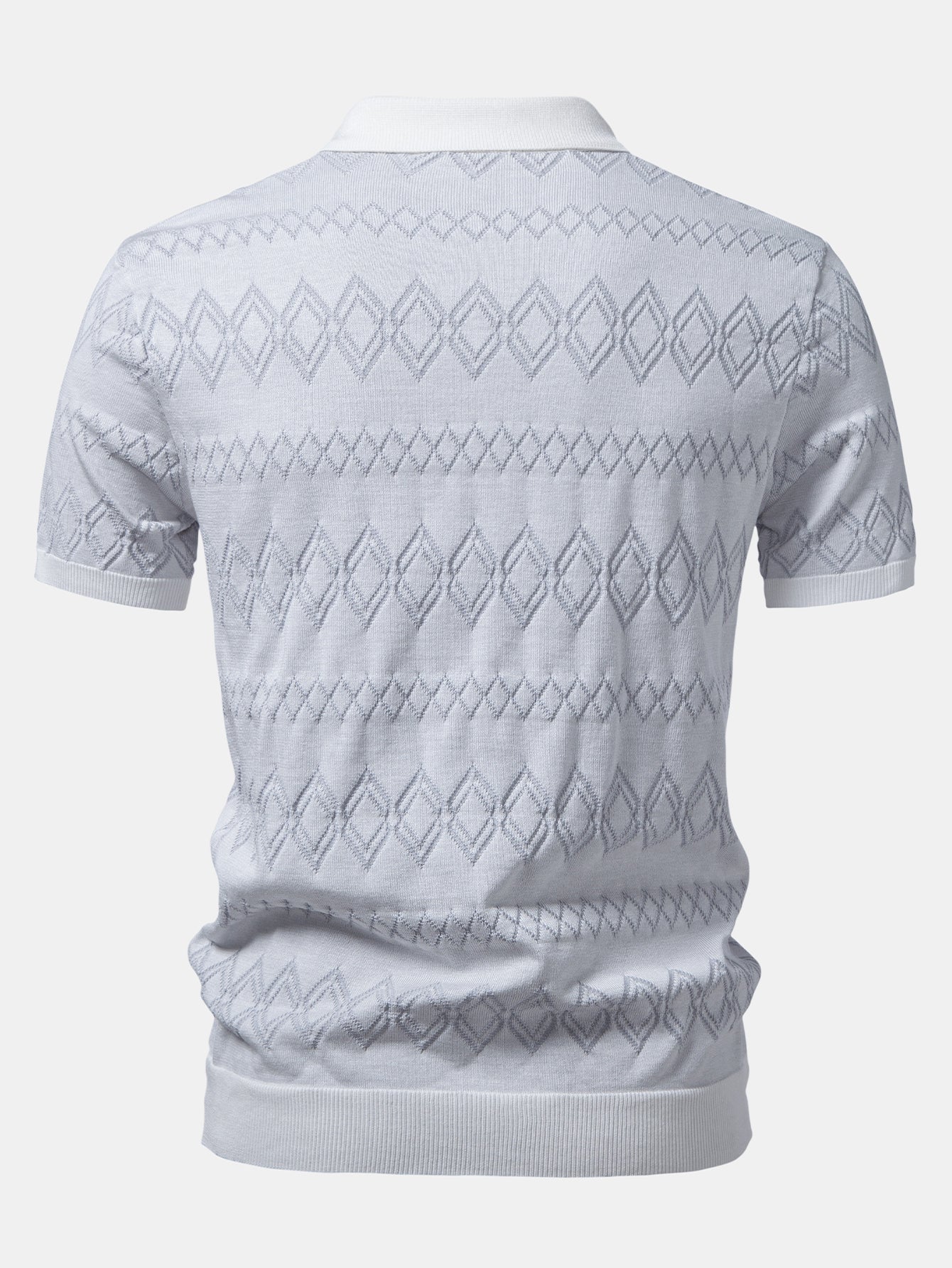 Geometric Jacquard Johnny Collar Polo - Image 8