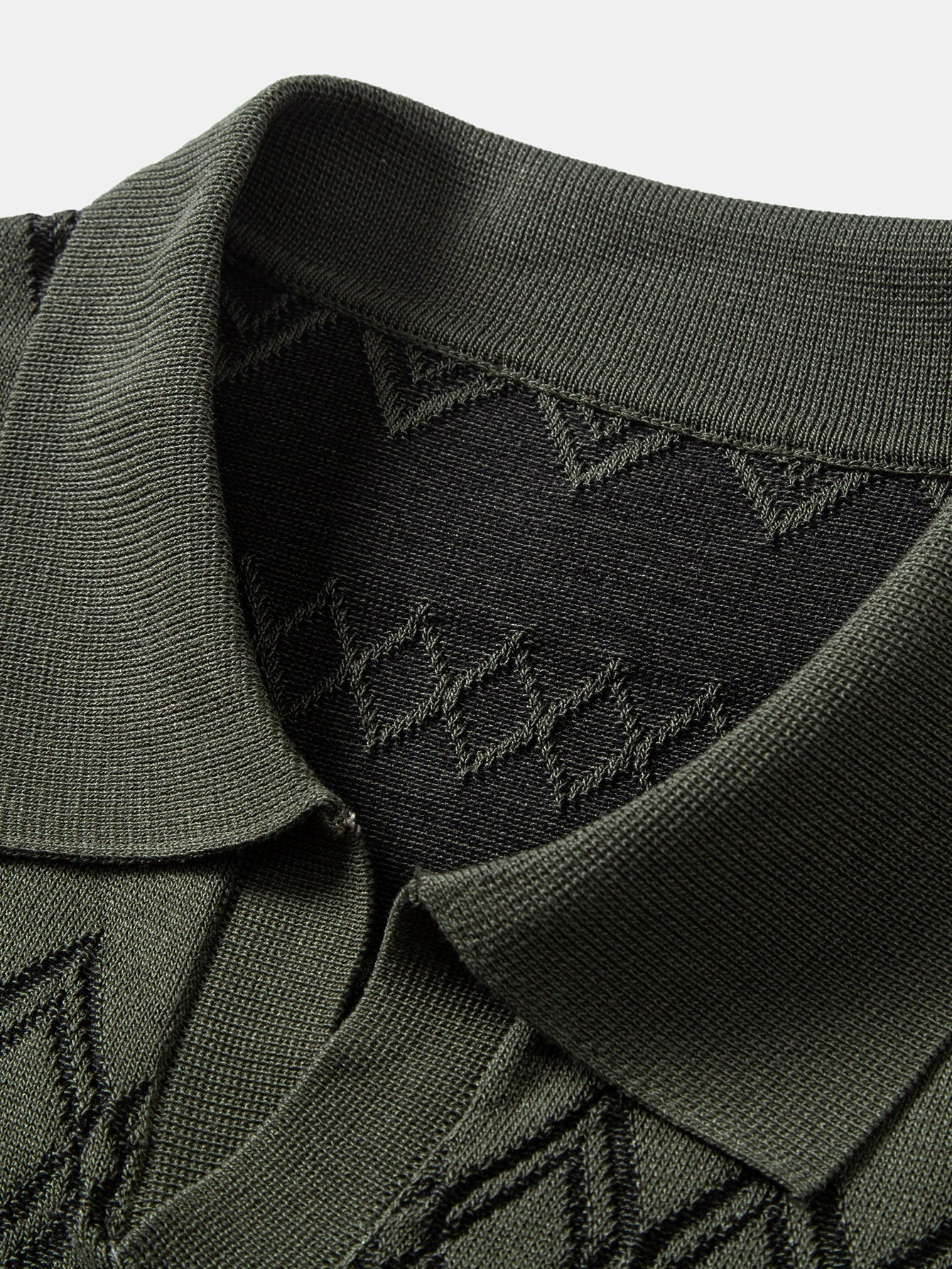 Geometric Jacquard Johnny Collar Polo - Image 9
