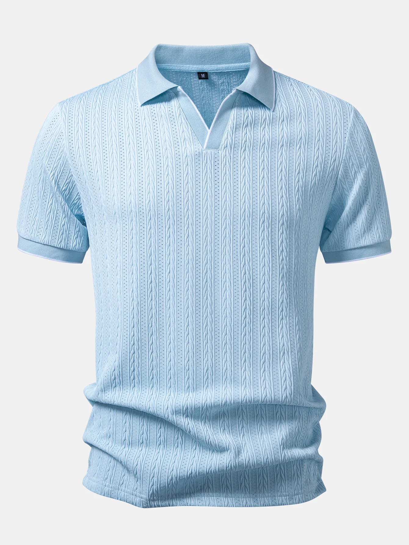 Geometric Jacquard Johnny Collar Polo & Slim Fit Tapered Trousers - Image 14