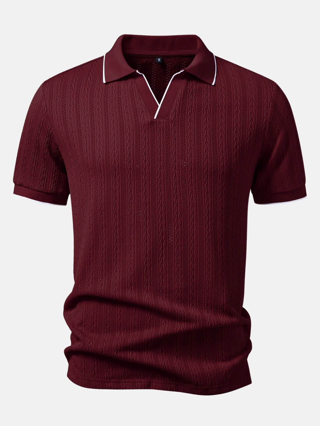 Geometric Jacquard Johnny Collar Polo & Slim Fit Tapered Trousers - Image 16