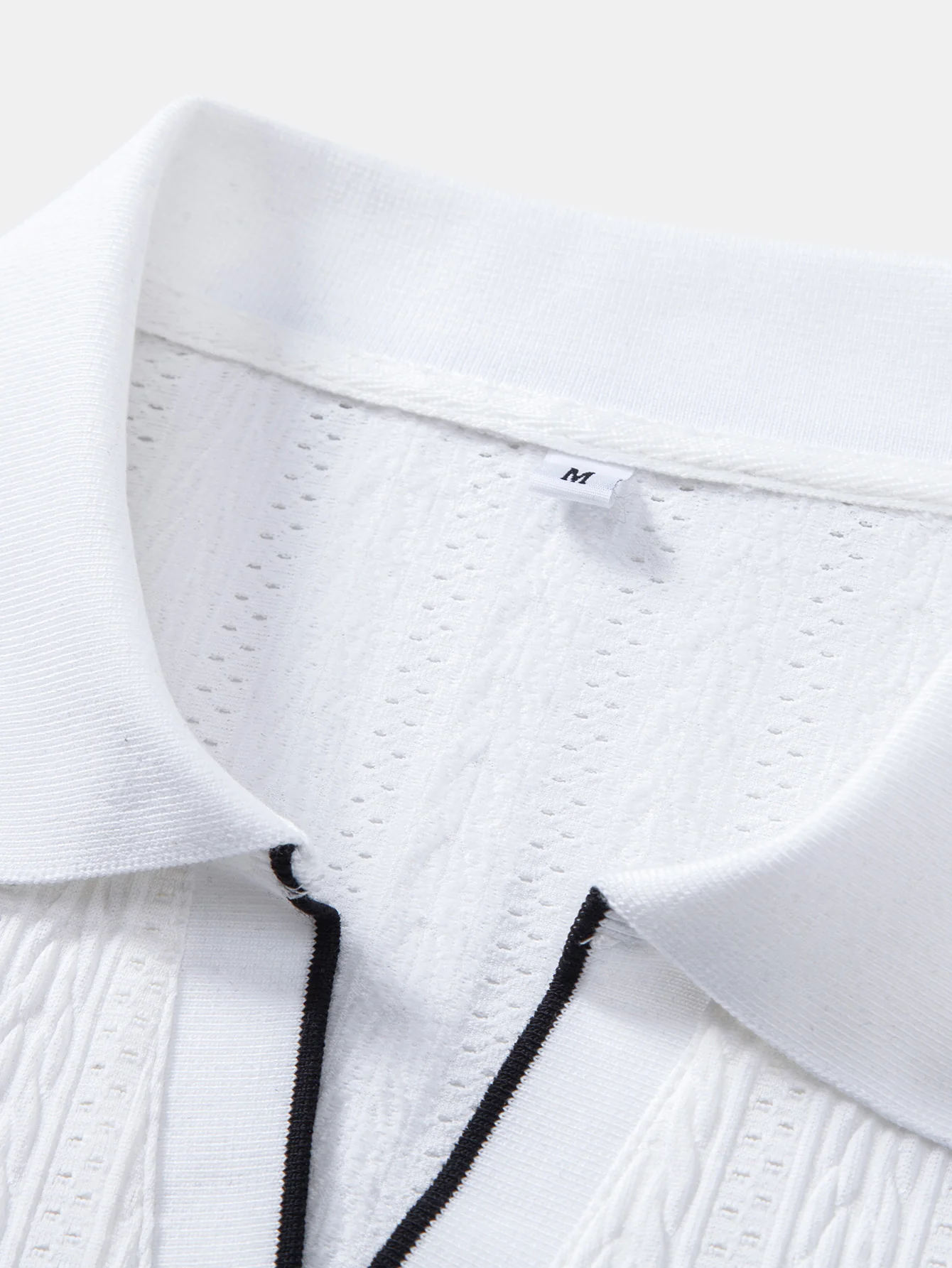 Geometric Jacquard Johnny Collar Polo & Slim Fit Tapered Trousers - Image 25
