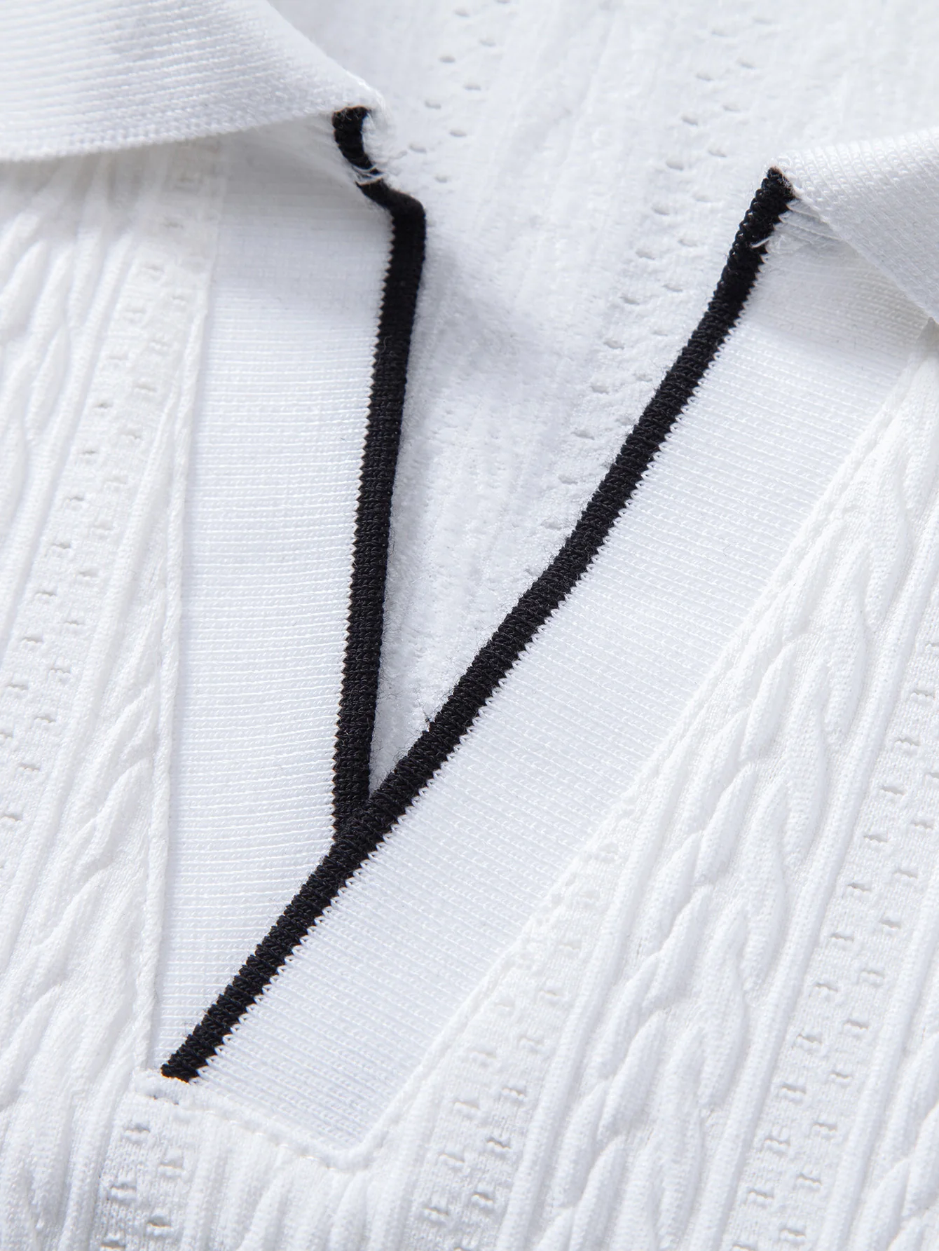 Geometric Jacquard Johnny Collar Polo & Slim Fit Tapered Trousers - Image 26