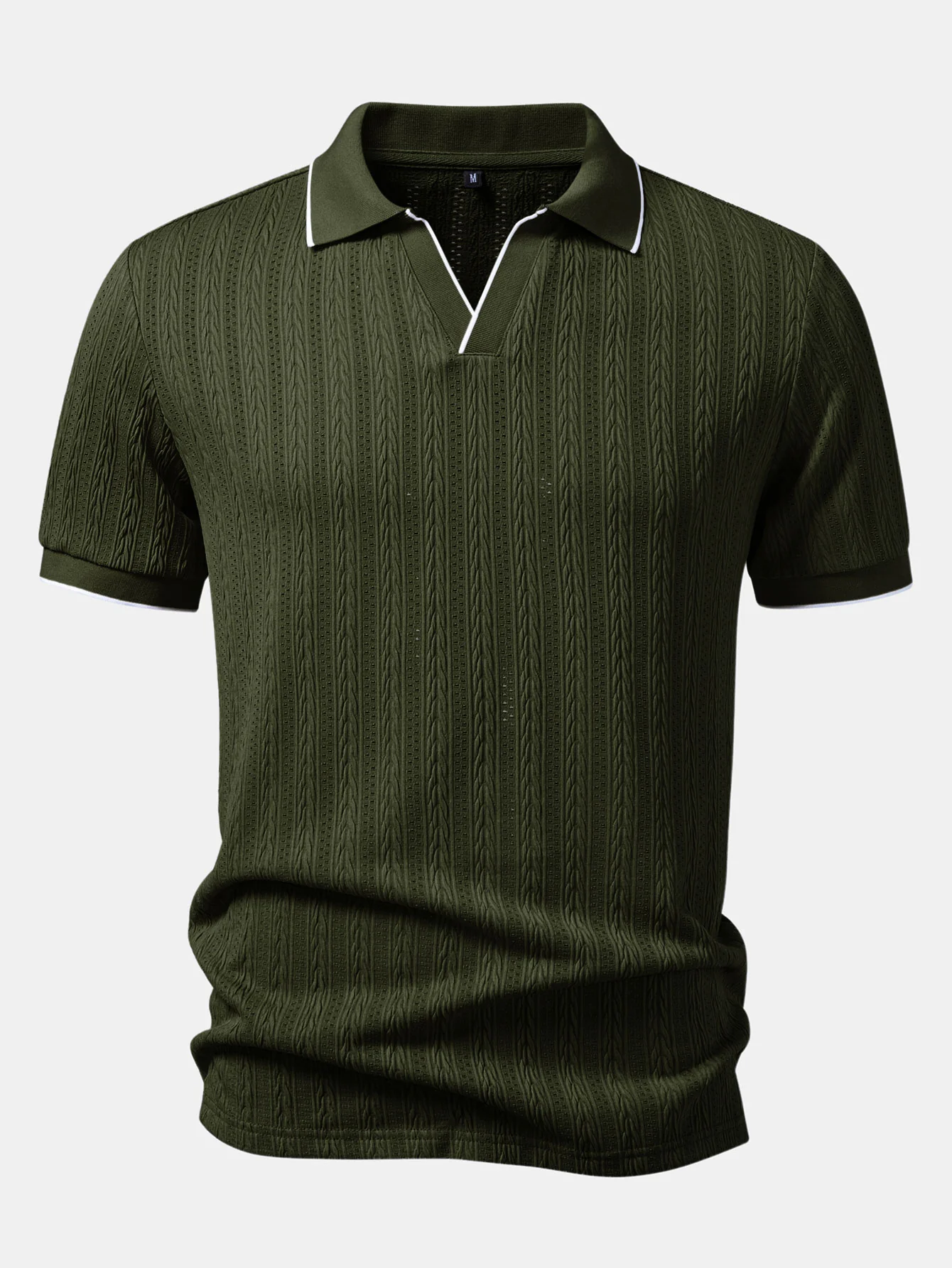 Geometric Jacquard Johnny Collar Polo & Slim Fit Tapered Trousers - Image 8