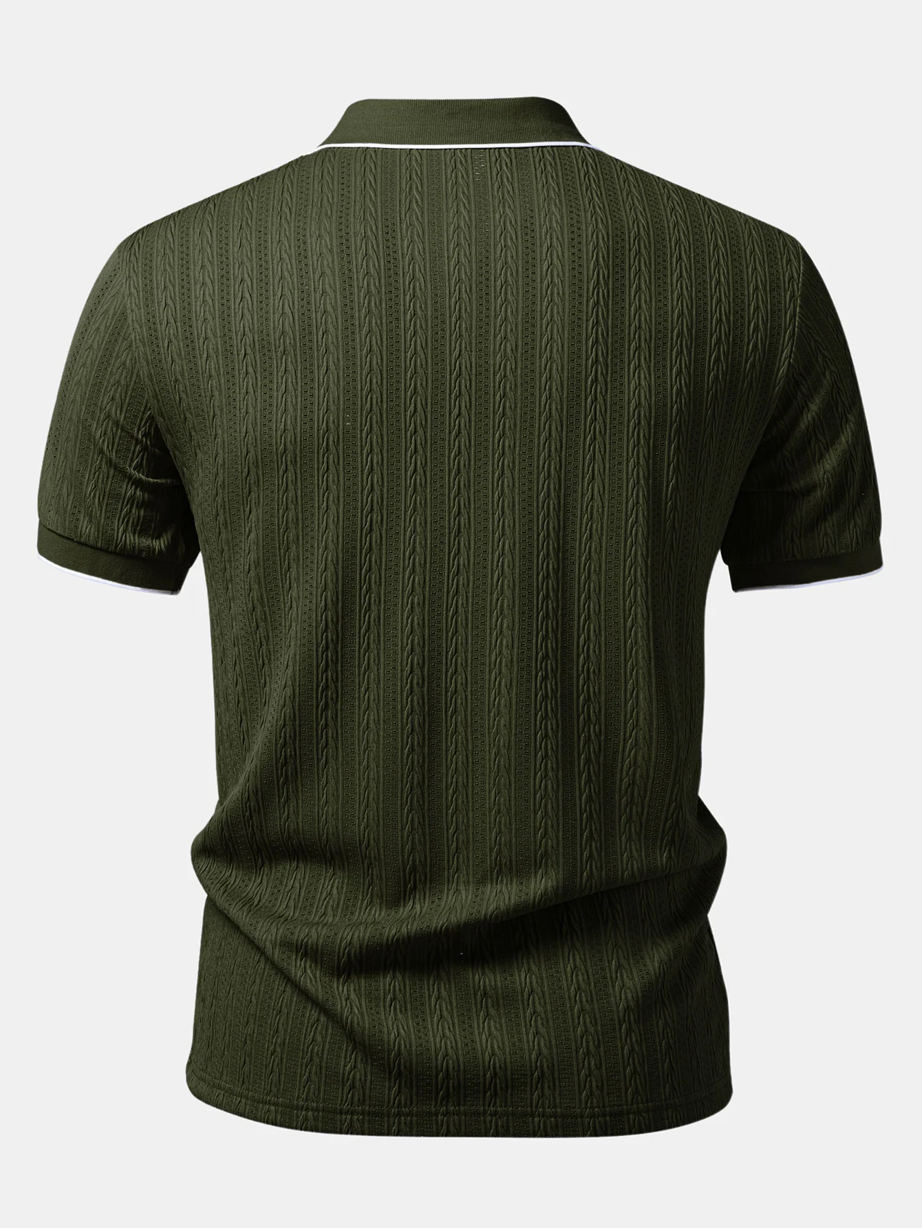 Geometric Jacquard Johnny Collar Polo & Slim Fit Tapered Trousers - Image 9
