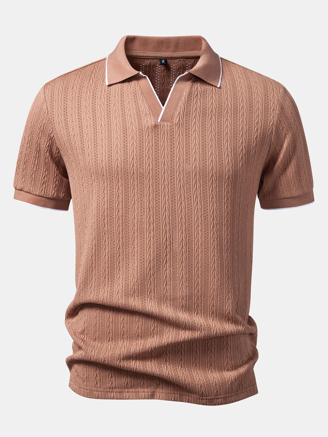 Geometric Jacquard Johnny Collar Polo & Slim Fit Tapered Trousers - Image 15