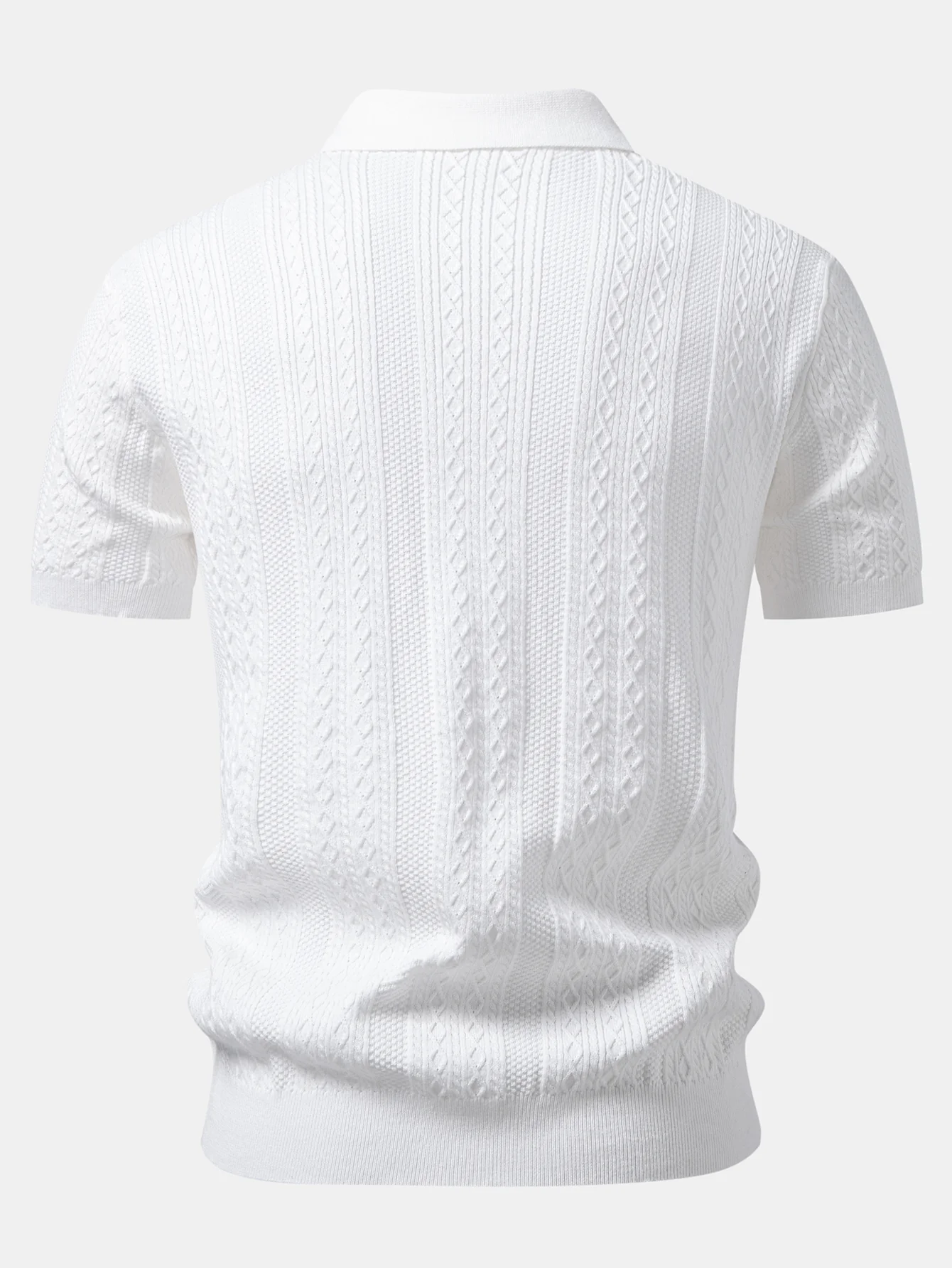 Geometric Jacquard Knit Polo - Image 2