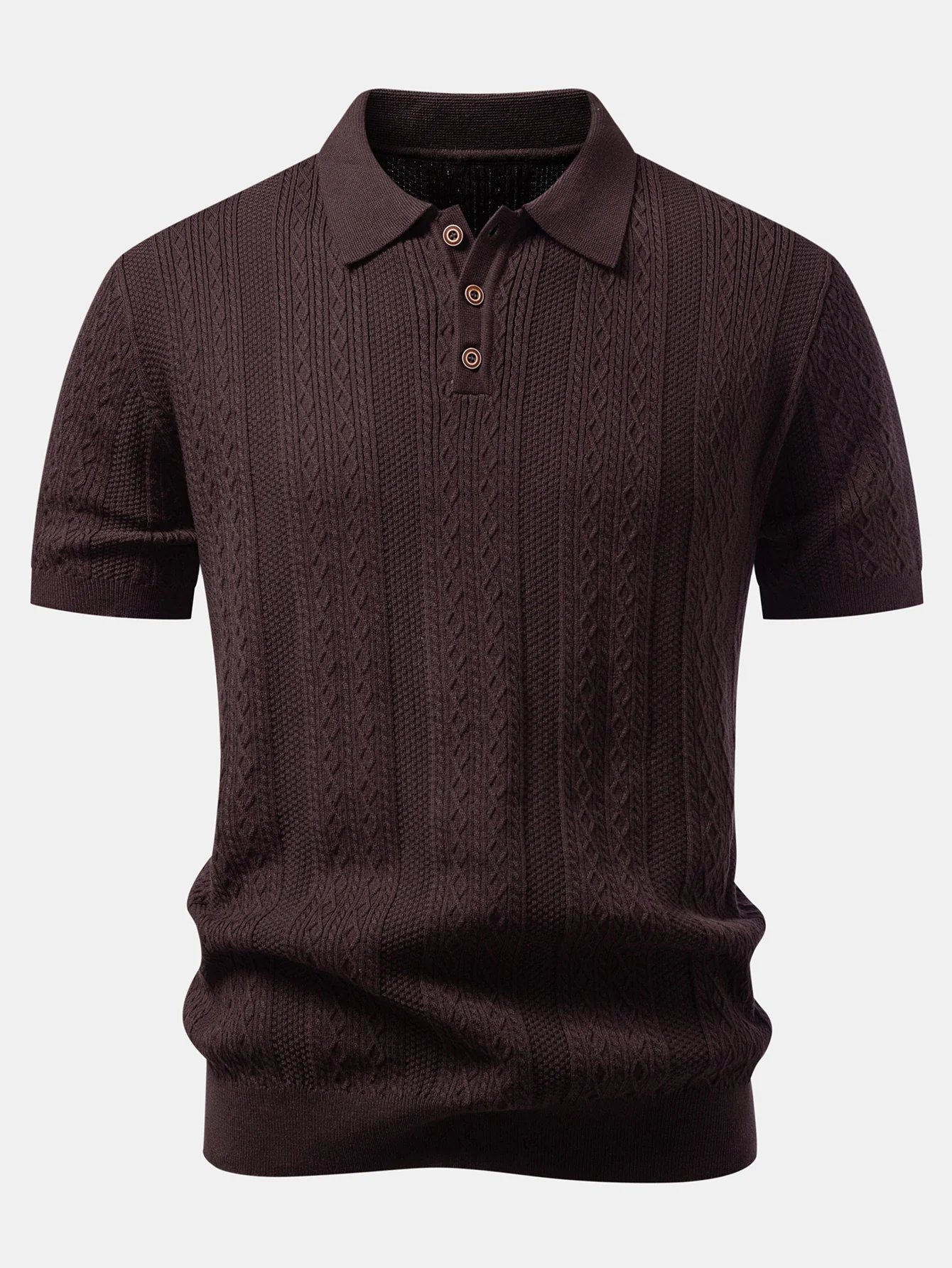 Geometric Jacquard Knit Polo - Image 3