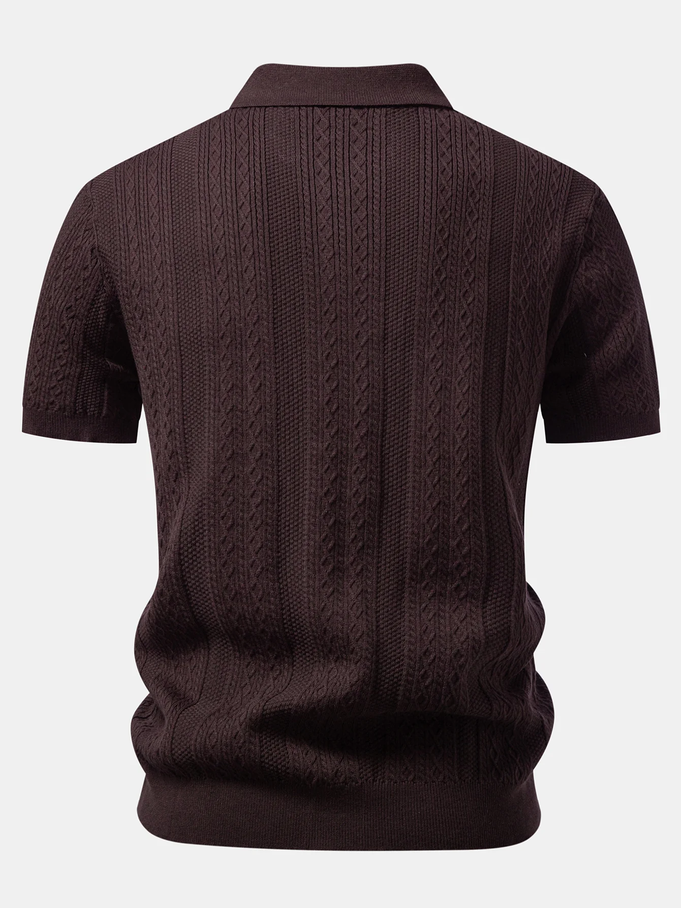 Geometric Jacquard Knit Polo - Image 4