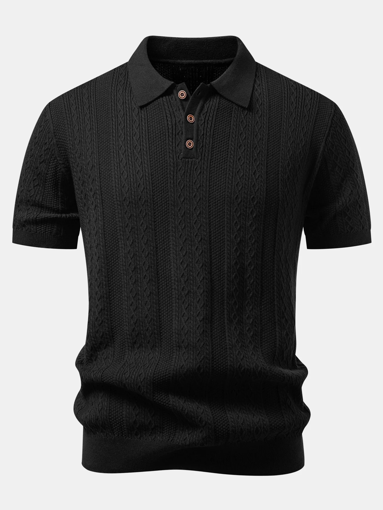 Geometric Jacquard Knit Polo - Image 5