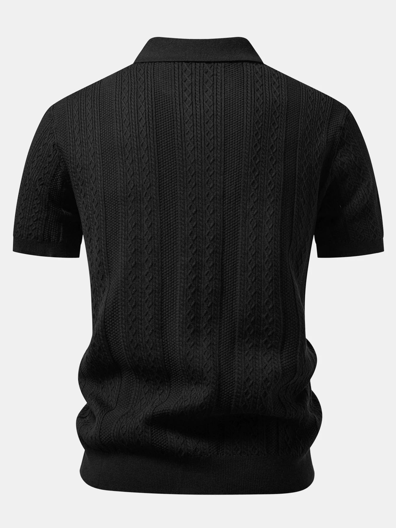Geometric Jacquard Knit Polo - Image 6