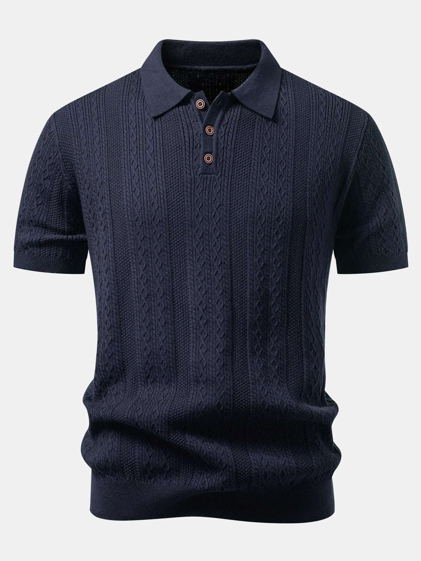 Geometric Jacquard Knit Polo - Image 7