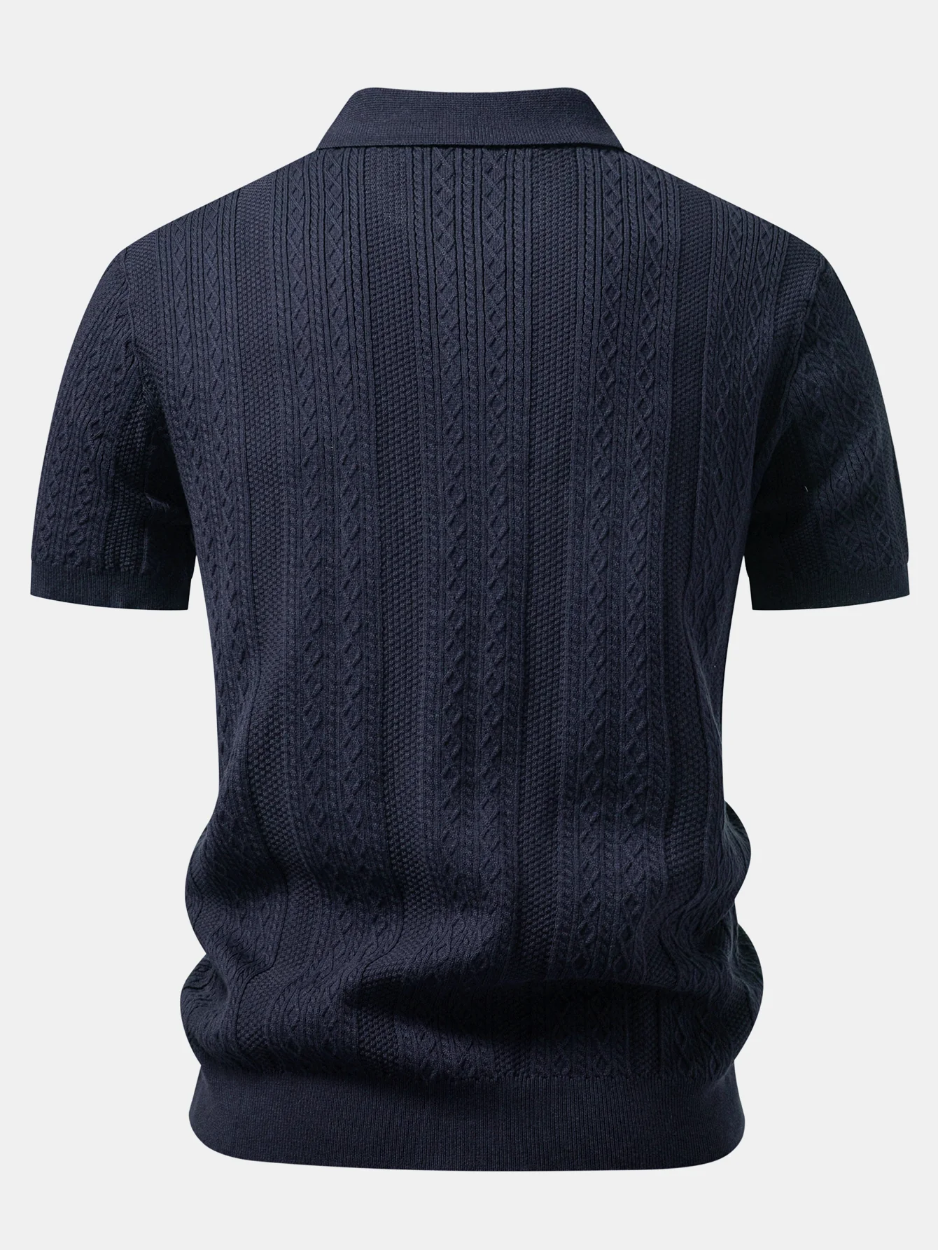 Geometric Jacquard Knit Polo - Image 8