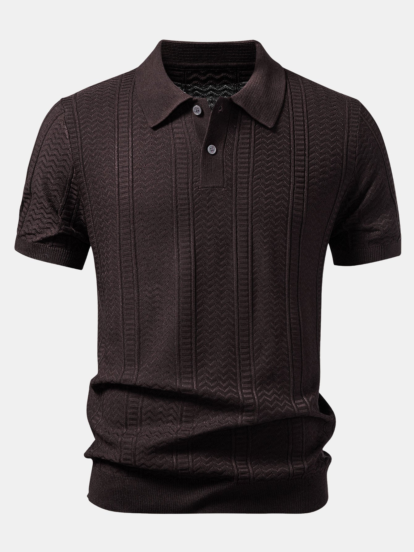 Geometric Jacquard Knit Polo - Image 5