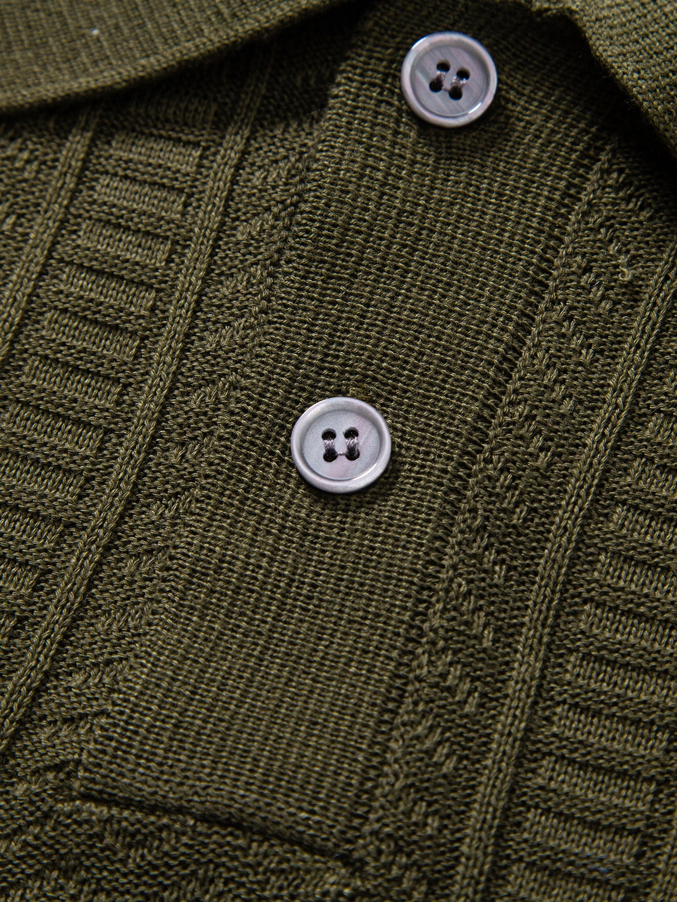 Geometric Jacquard Knit Polo - Image 8