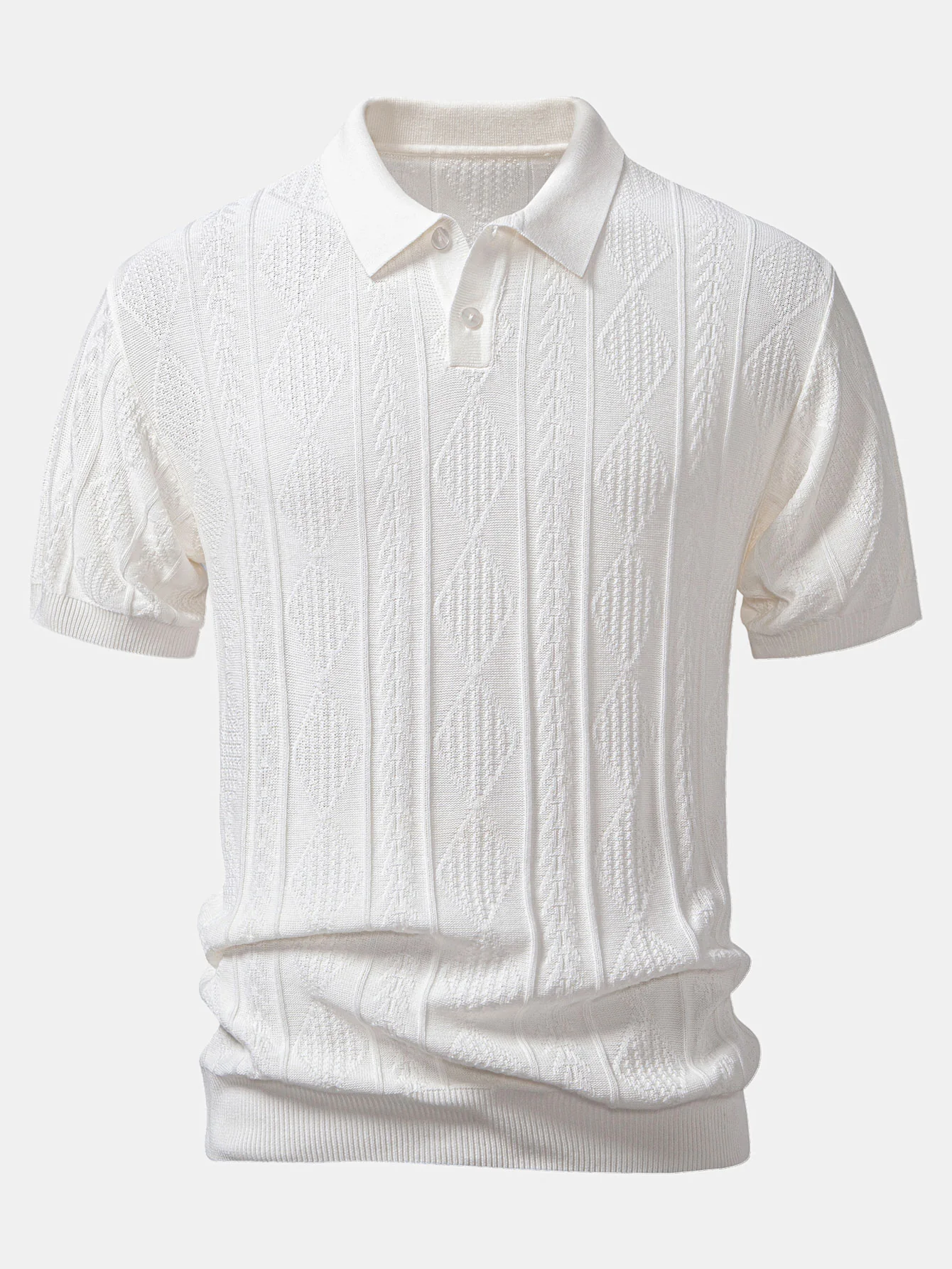 Geometrisch Jacquard Strick Poloshirts & Schlanke Passform Verjüngte Hose - Image 3