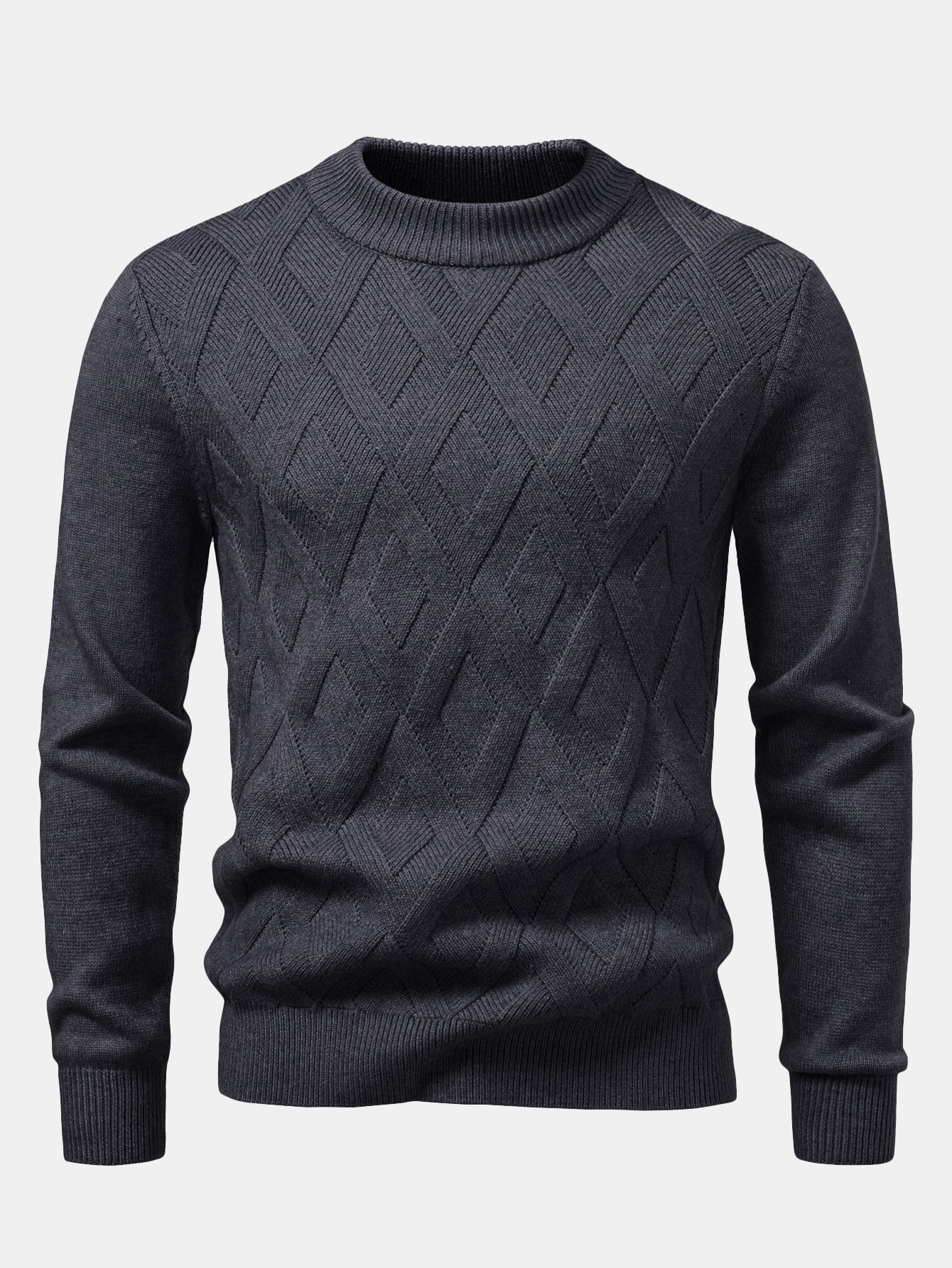 Schwerer geometrischer Jacquard-Pullover mit Stehkragen - Image 3