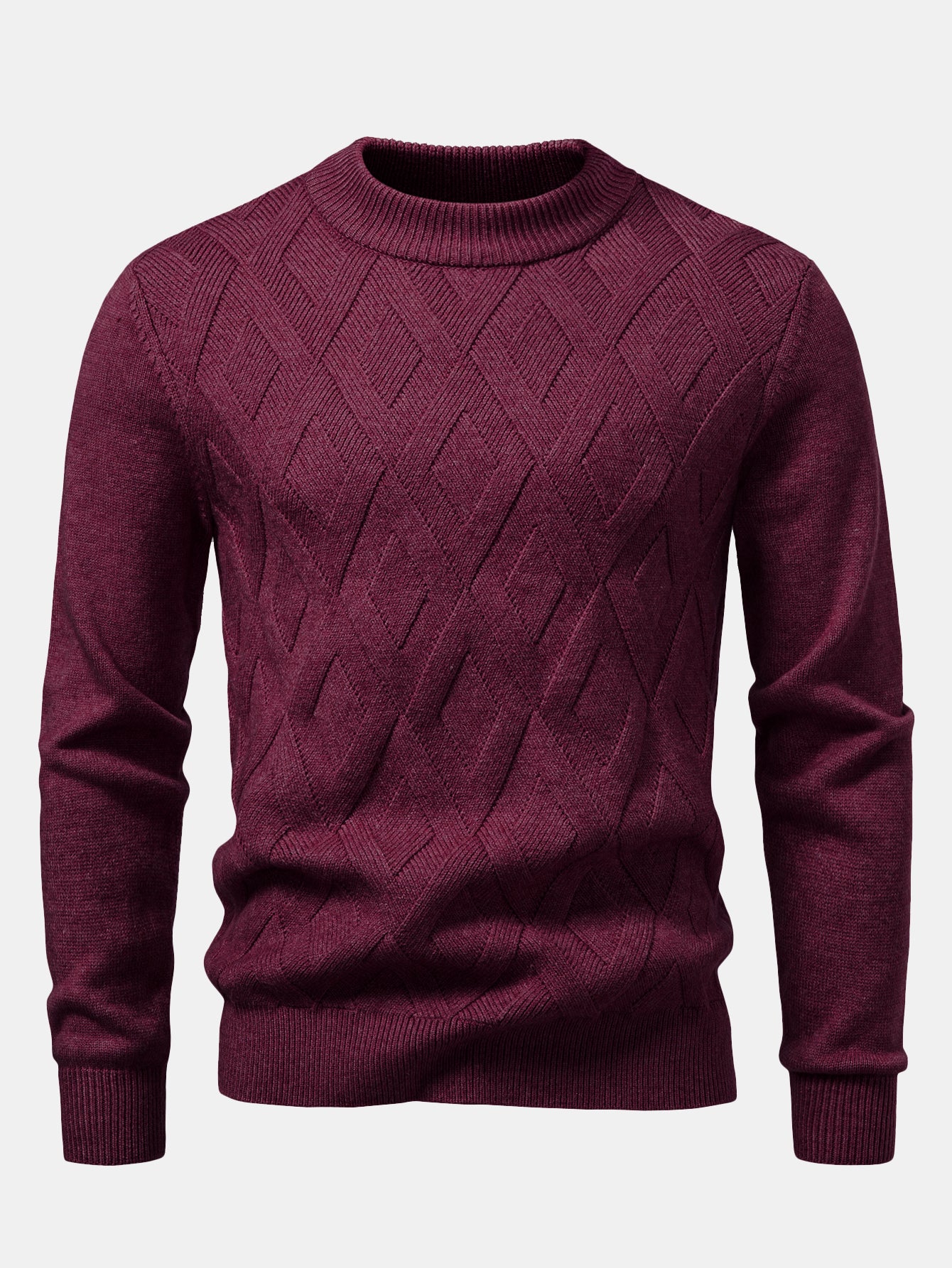 Schwerer geometrischer Jacquard-Pullover mit Stehkragen - Image 5
