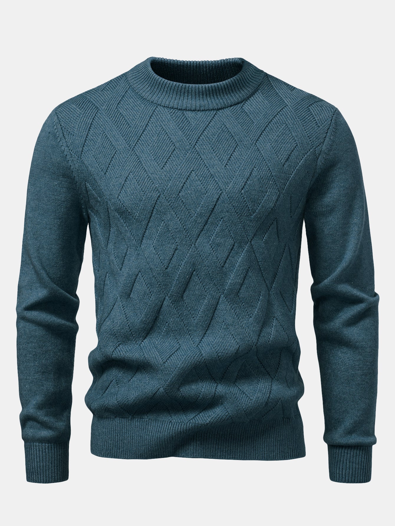 Schwerer geometrischer Jacquard-Pullover mit Stehkragen - Image 7
