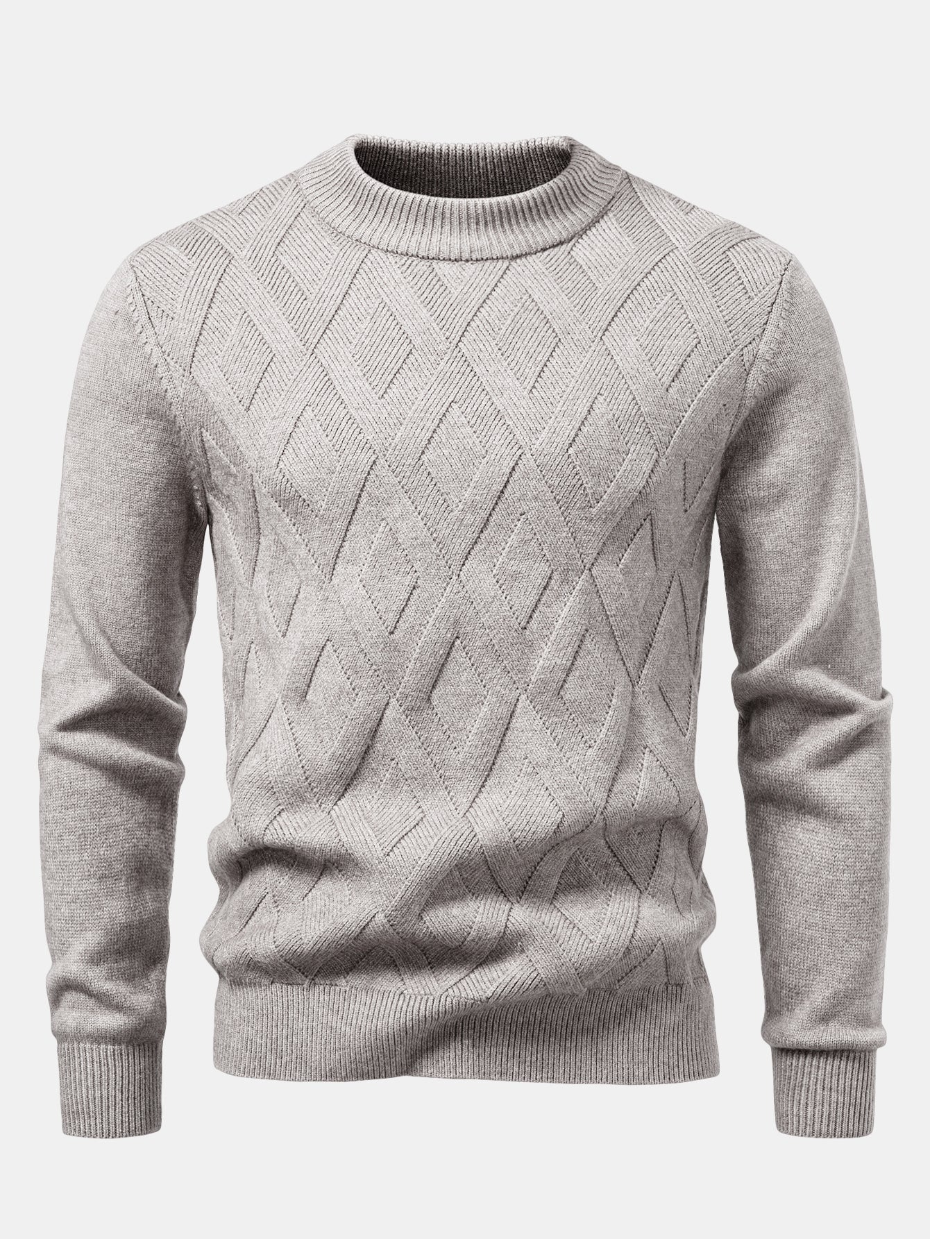 Schwerer geometrischer Jacquard-Pullover mit Stehkragen - Image 9