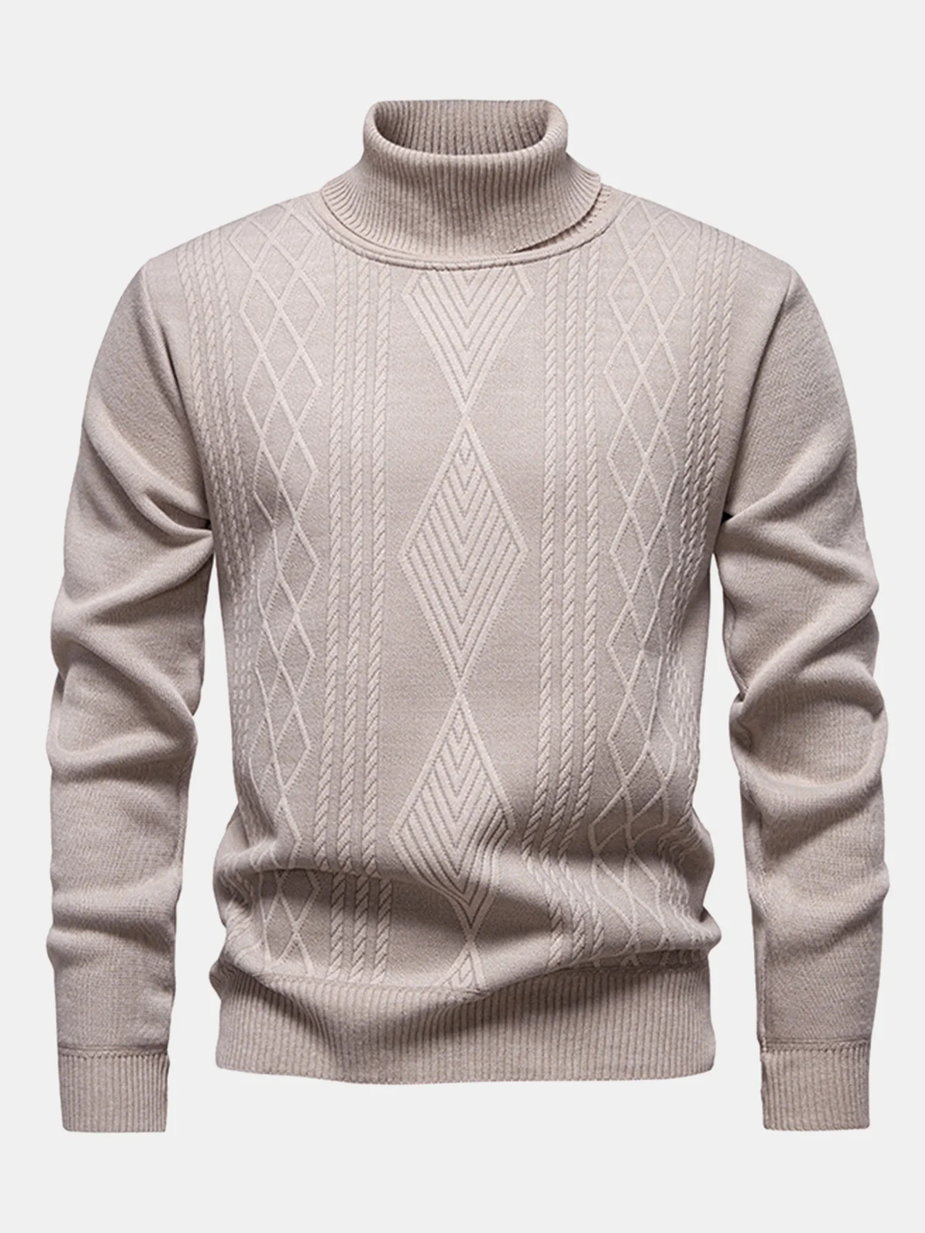 Geometrischer Jacquard Rollkragenpullover