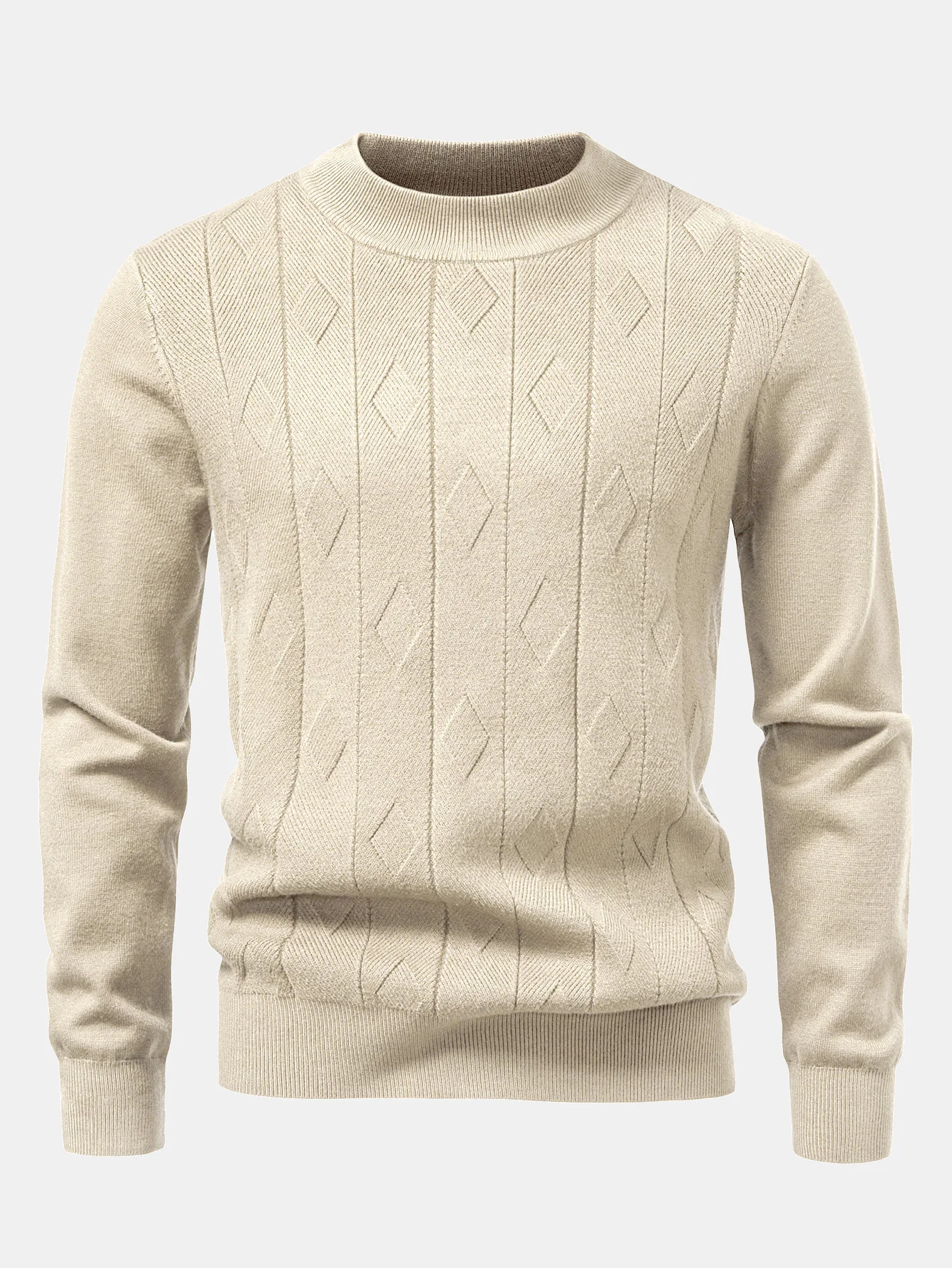 Geometrischer Jacquard Stehkragenpullover - Image 11