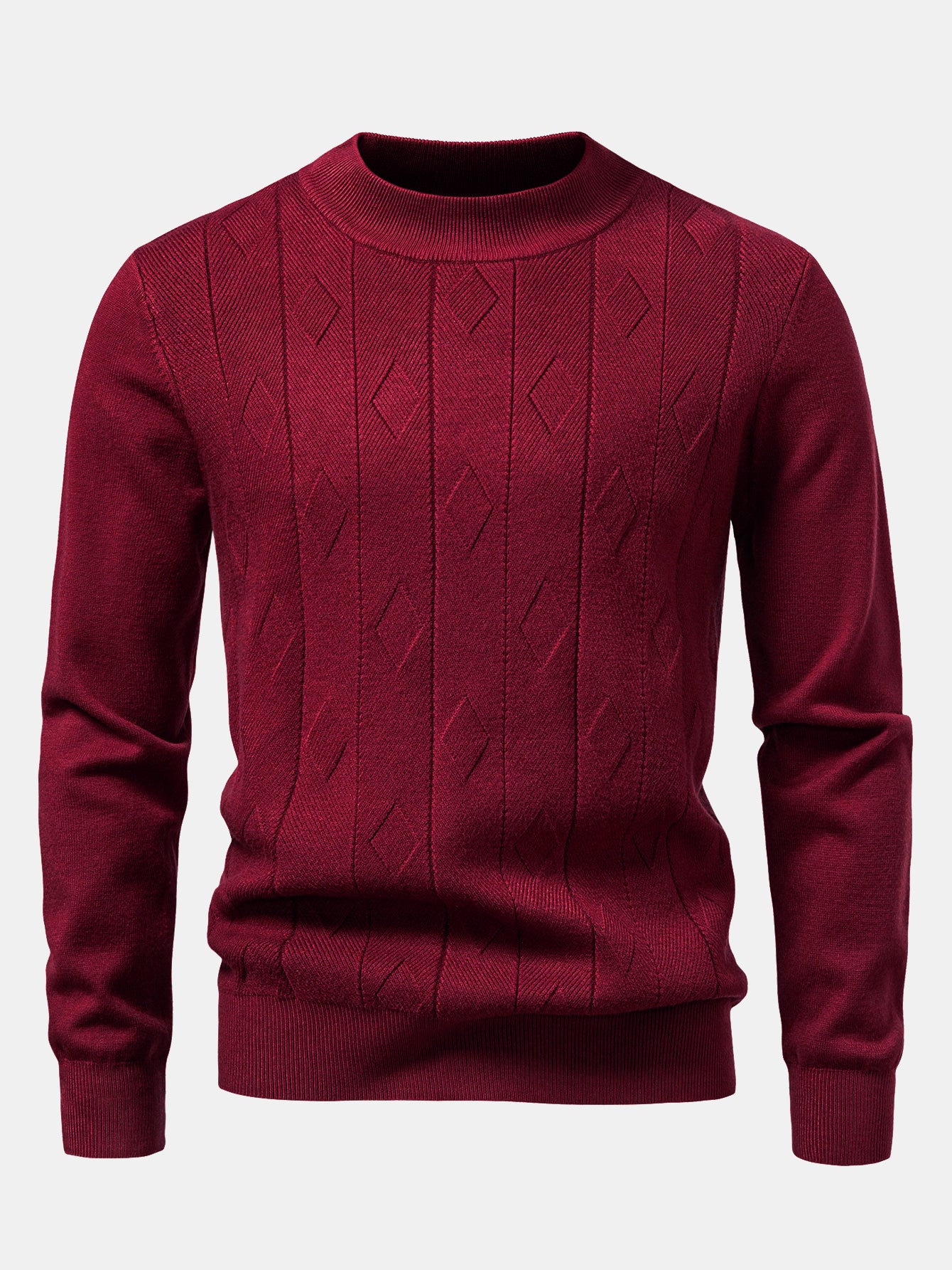 Geometrischer Jacquard Stehkragenpullover - Image 13