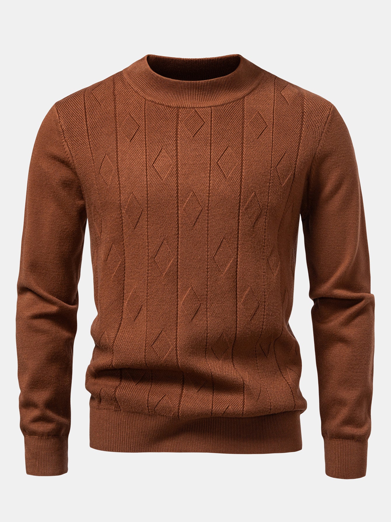 Geometrischer Jacquard Stehkragenpullover - Image 15