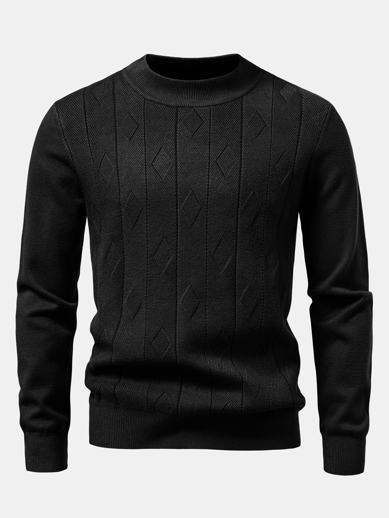 Geometrischer Jacquard Stehkragenpullover - Image 3