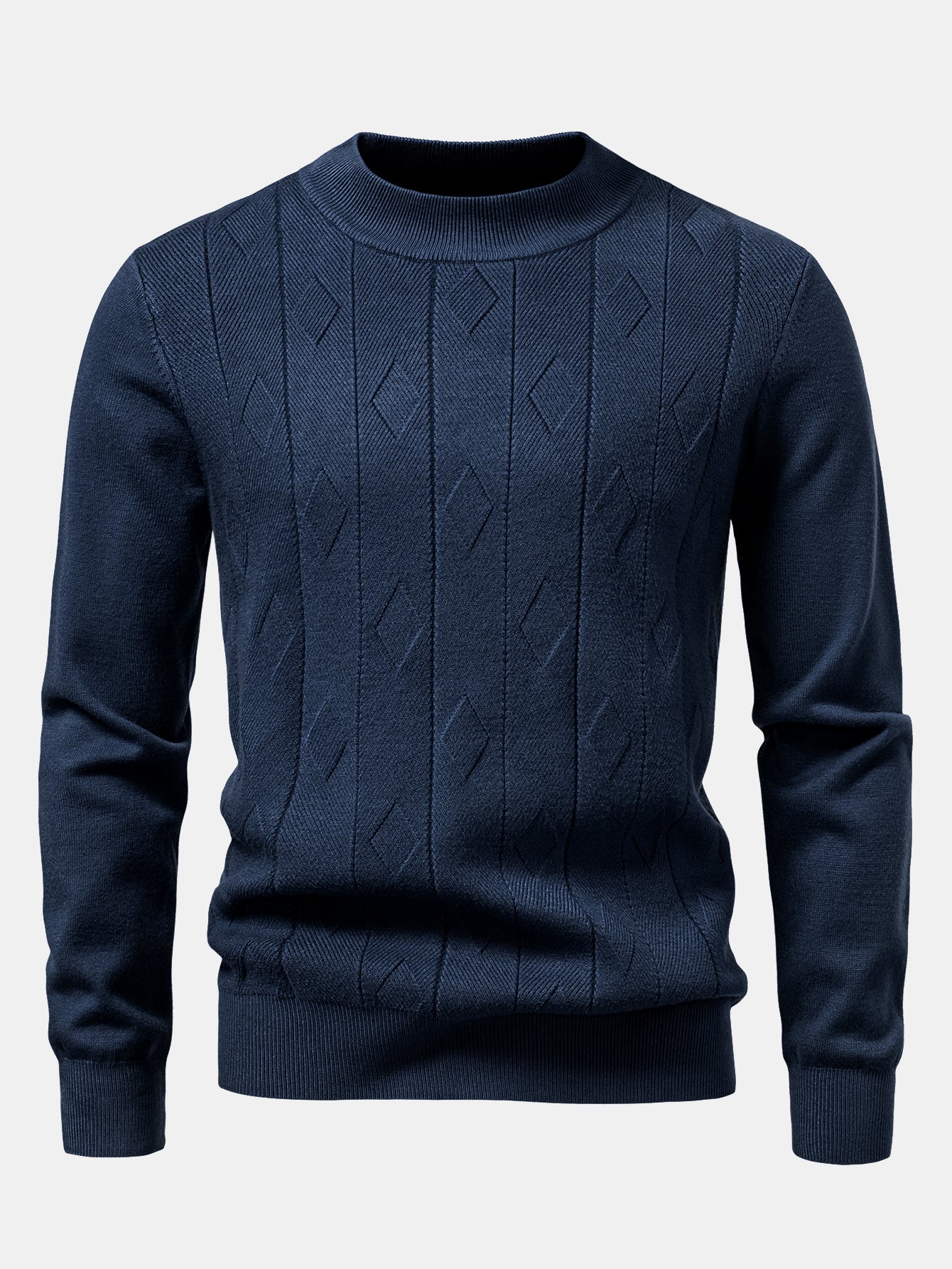 Geometrischer Jacquard Stehkragenpullover - Image 5