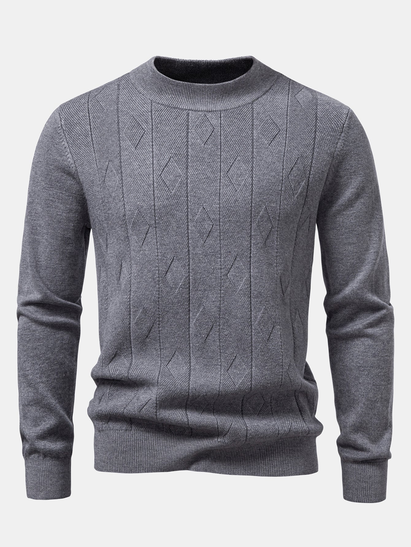Geometrischer Jacquard Stehkragenpullover - Image 7