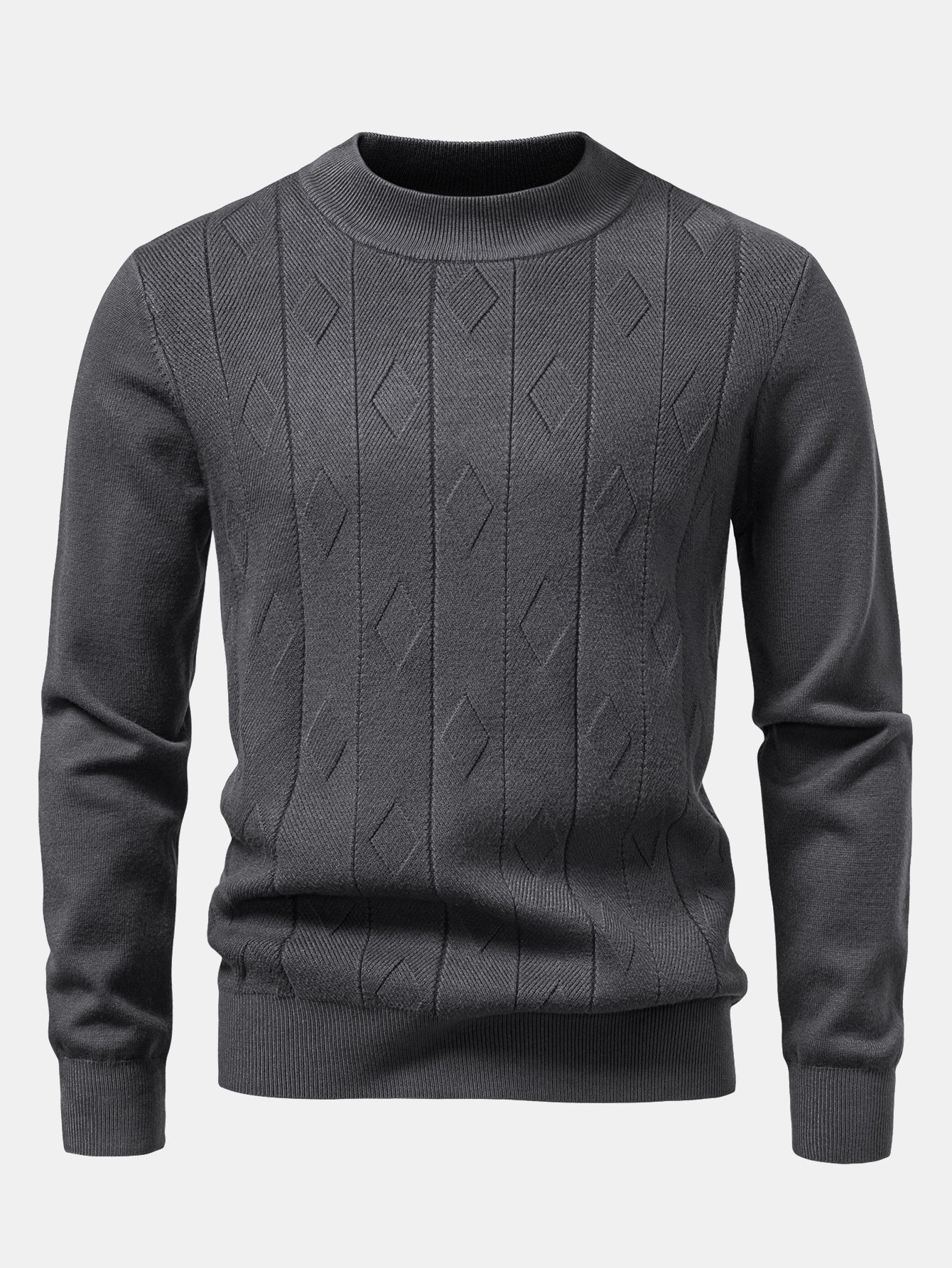 Geometrischer Jacquard Stehkragenpullover - Image 9