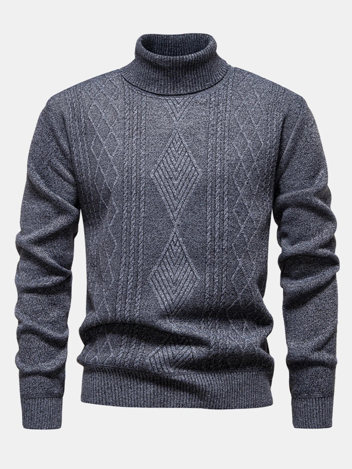 Geometrischer Jacquard Rollkragenpullover - Image 3
